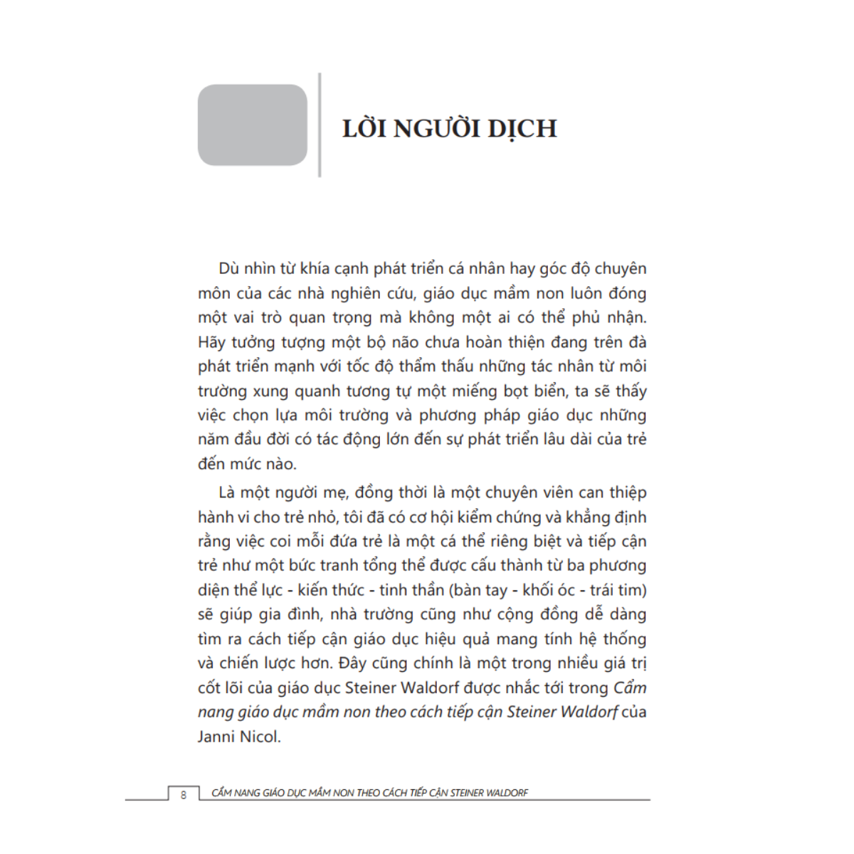 Tủ Sách Giáo Dục Mầm Non IPER - Cẩm Nang Giáo Dục Mầm Non Theo Cách Tiếp Cận Steiner Waldorf