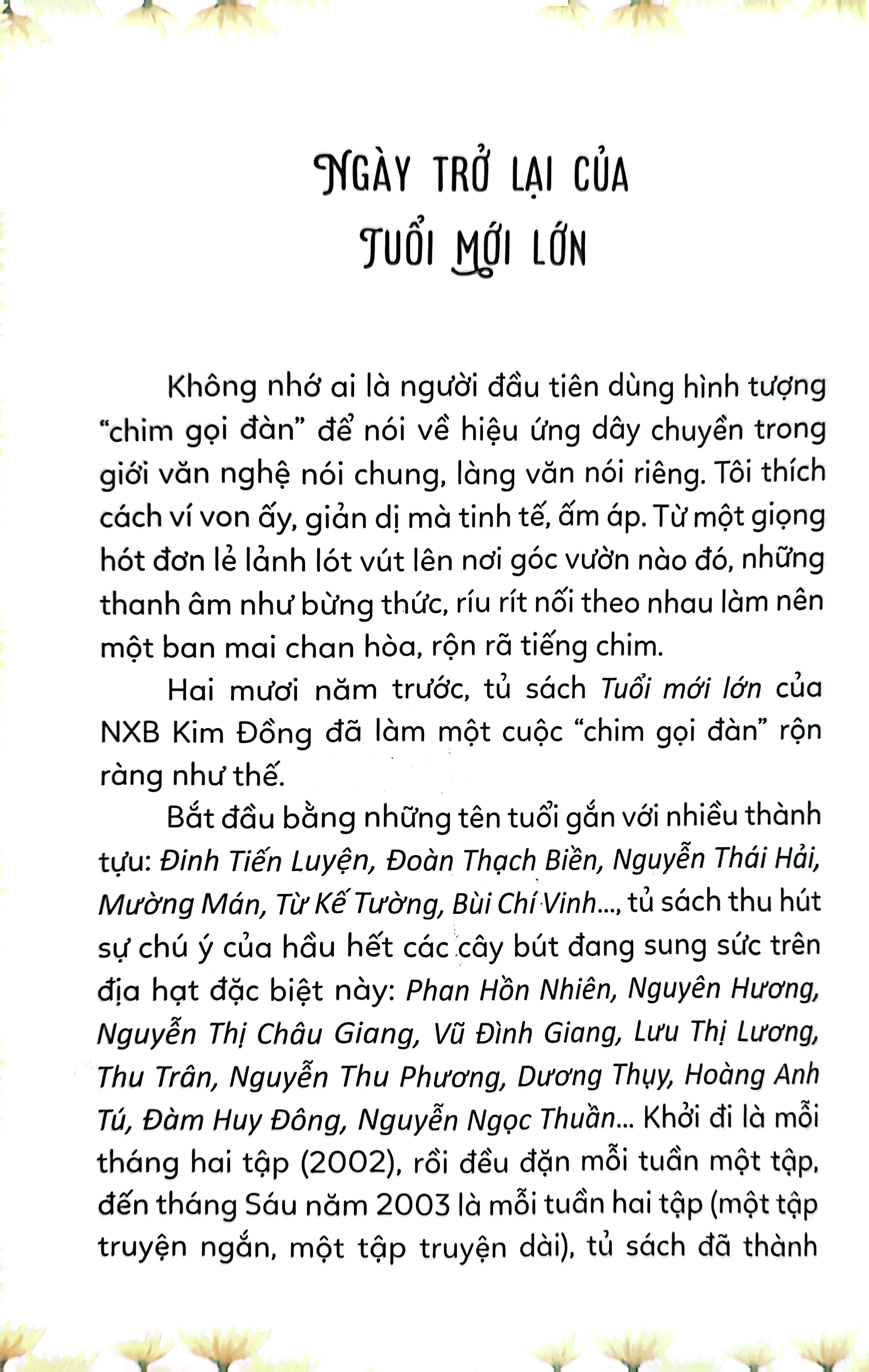 tủ sách tuổi mới lớn - những lối về miền hoa