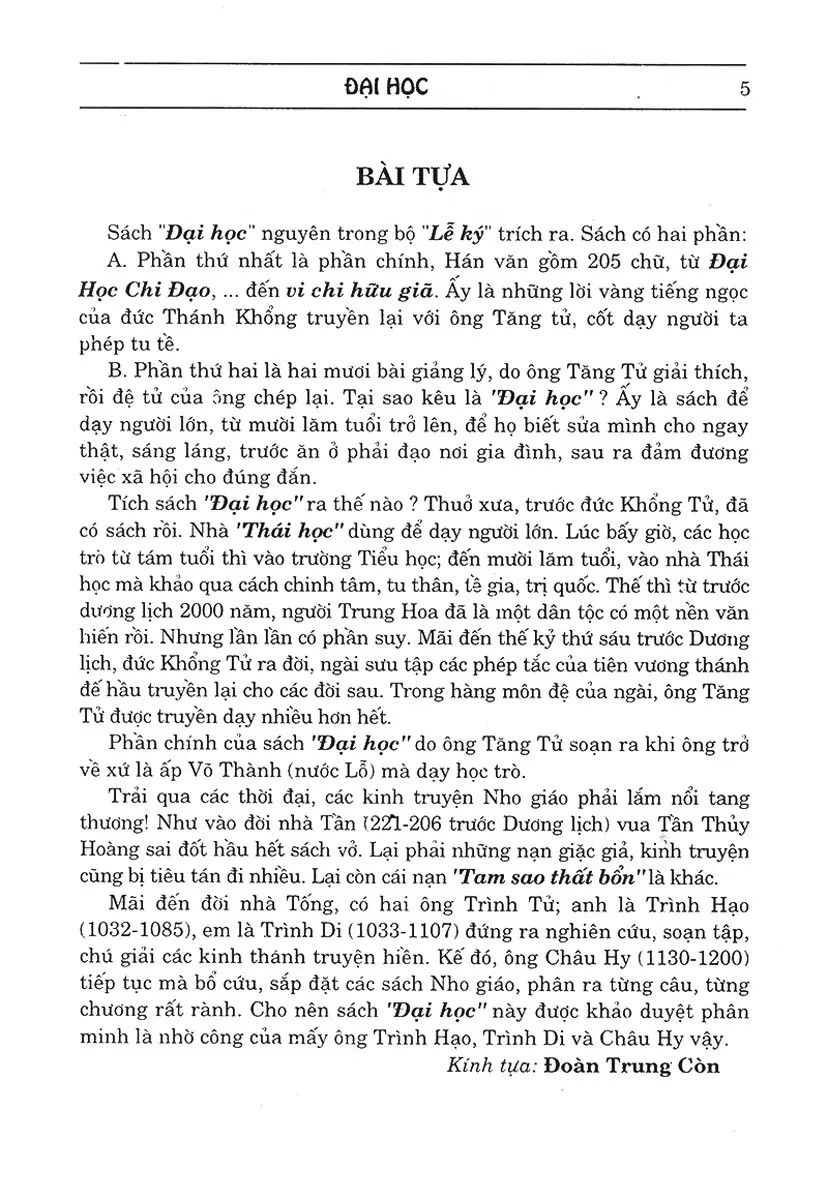 tứ thư : đại học - trung dung - luận ngữ - mạnh tử