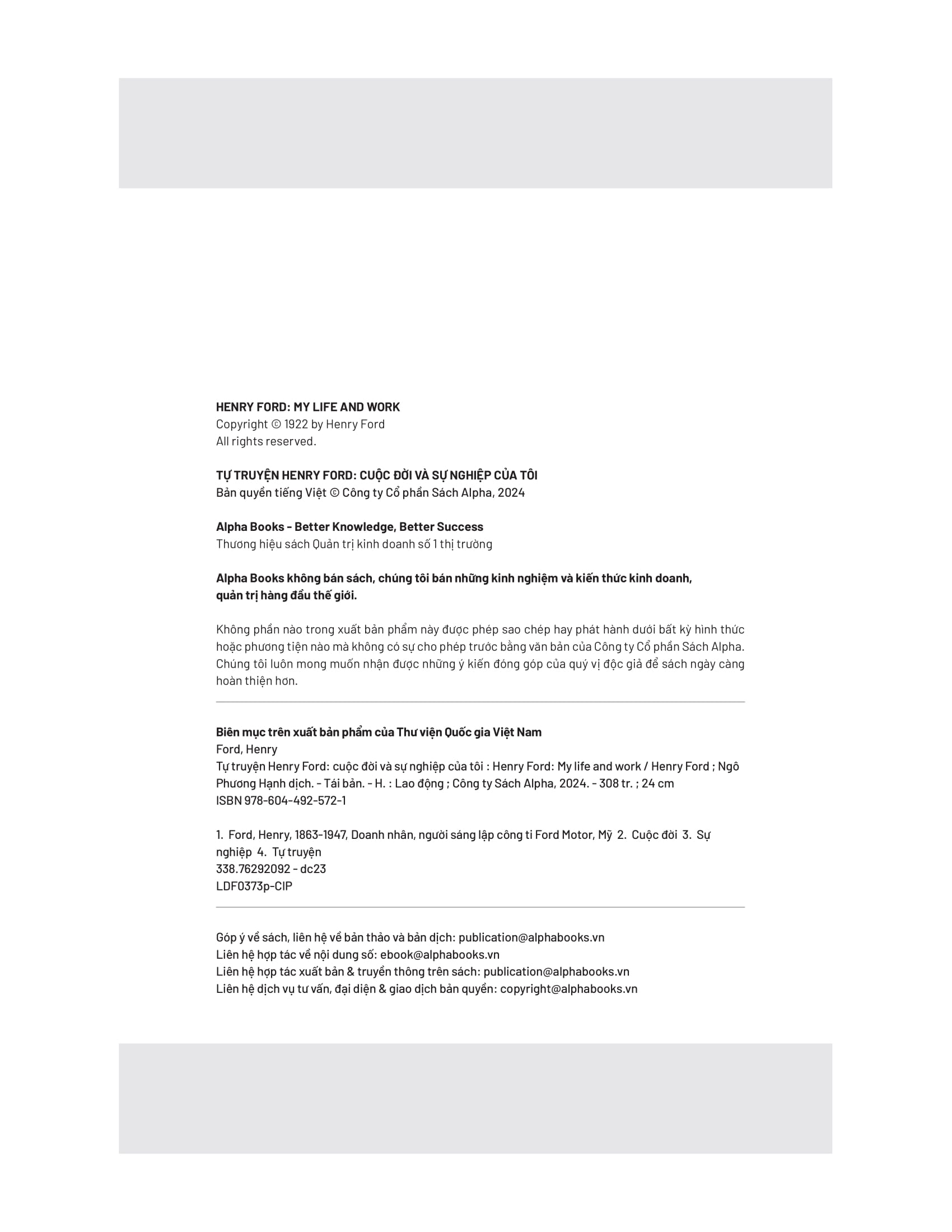 tự truyện henry ford - cuộc đời và sự nghiệp của tôi