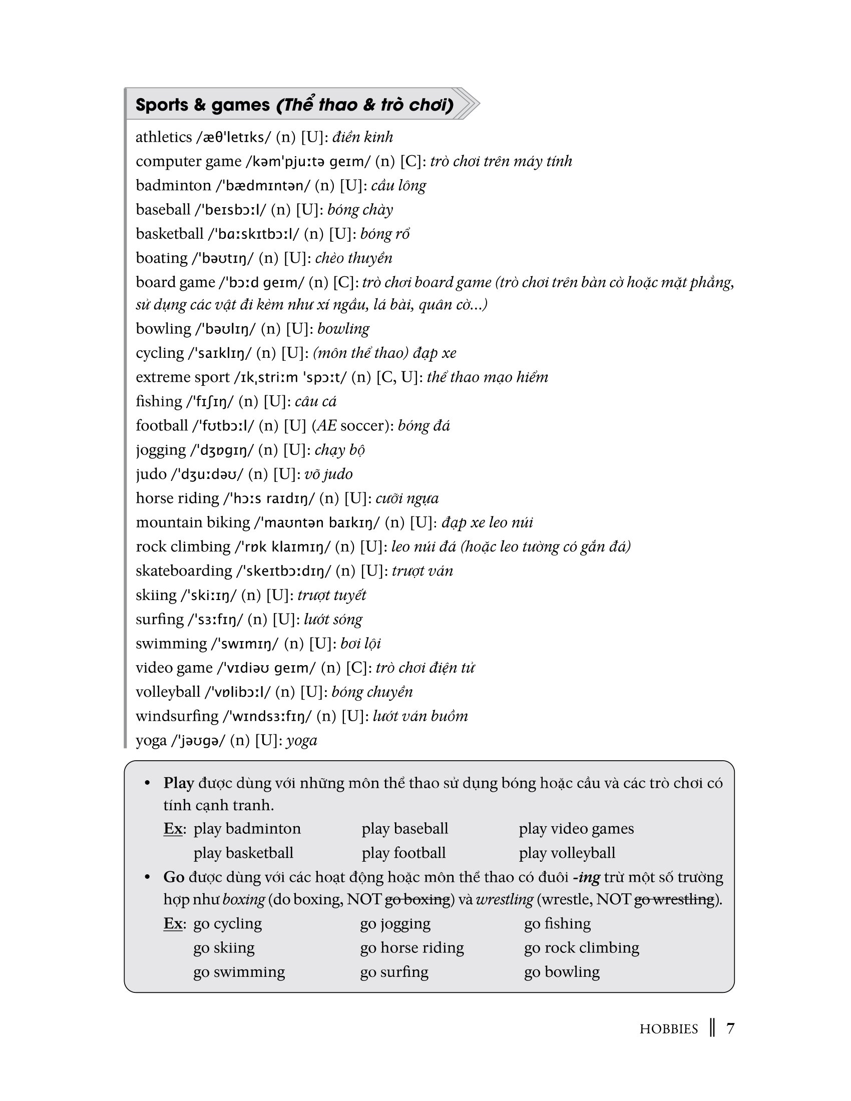 từ vựng tiếng anh 7