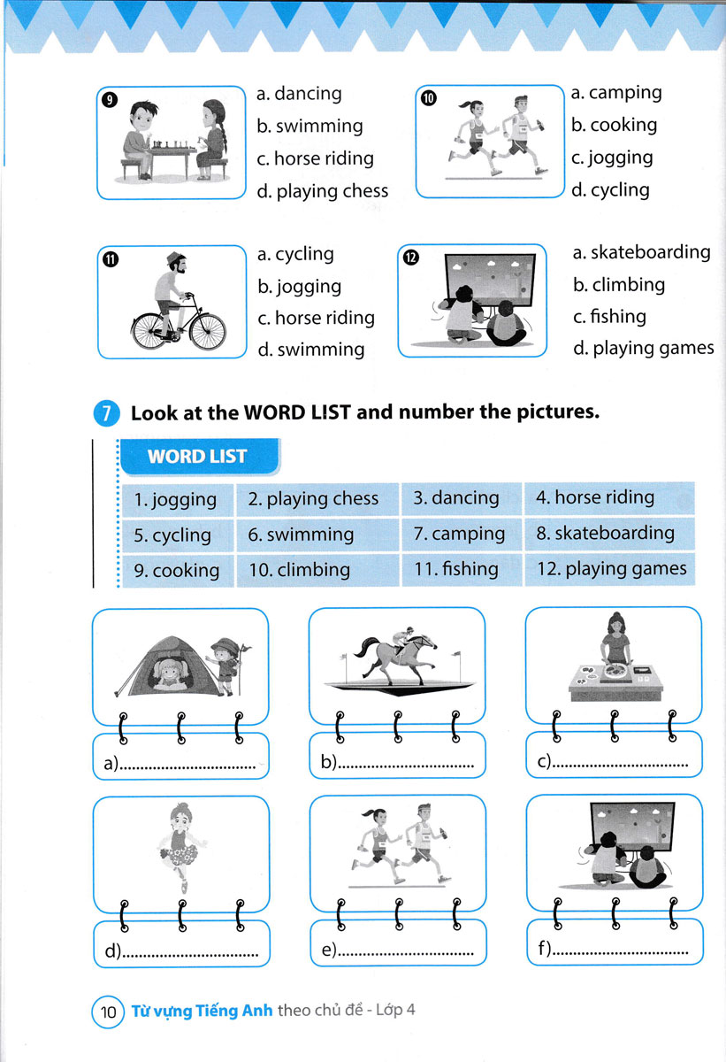 từ vựng tiếng anh theo chủ đề lớp 4