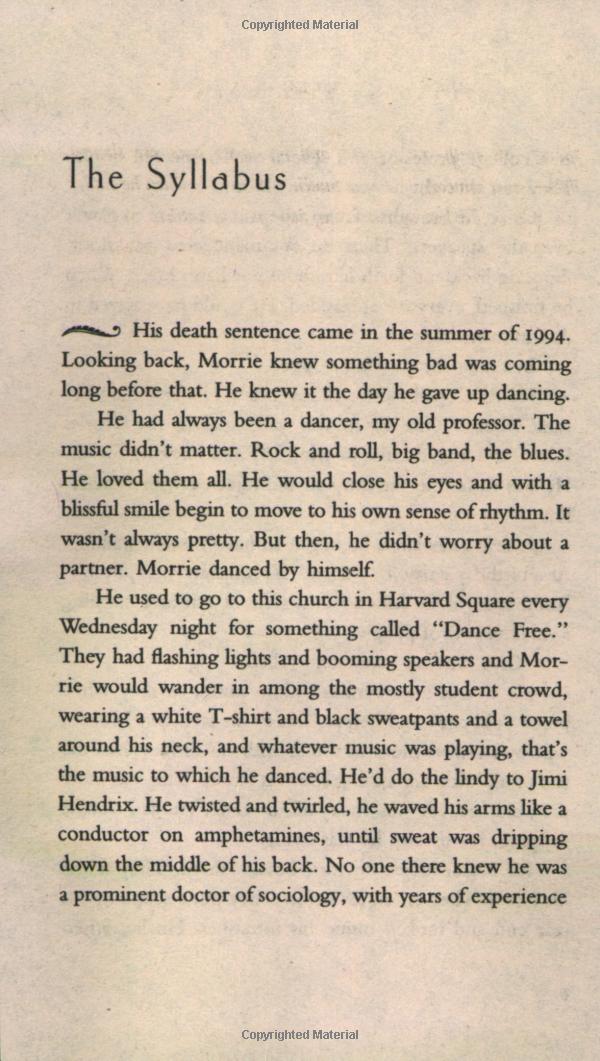 tuesdays with morrie: an old man, a young man, and life's greatest lesson