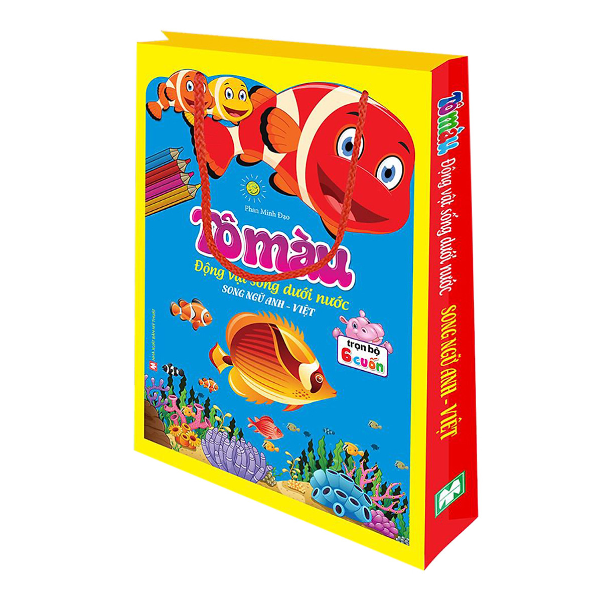 túi tô màu động vật dưới nước 6 cuốn (song ngữ anh - việt)