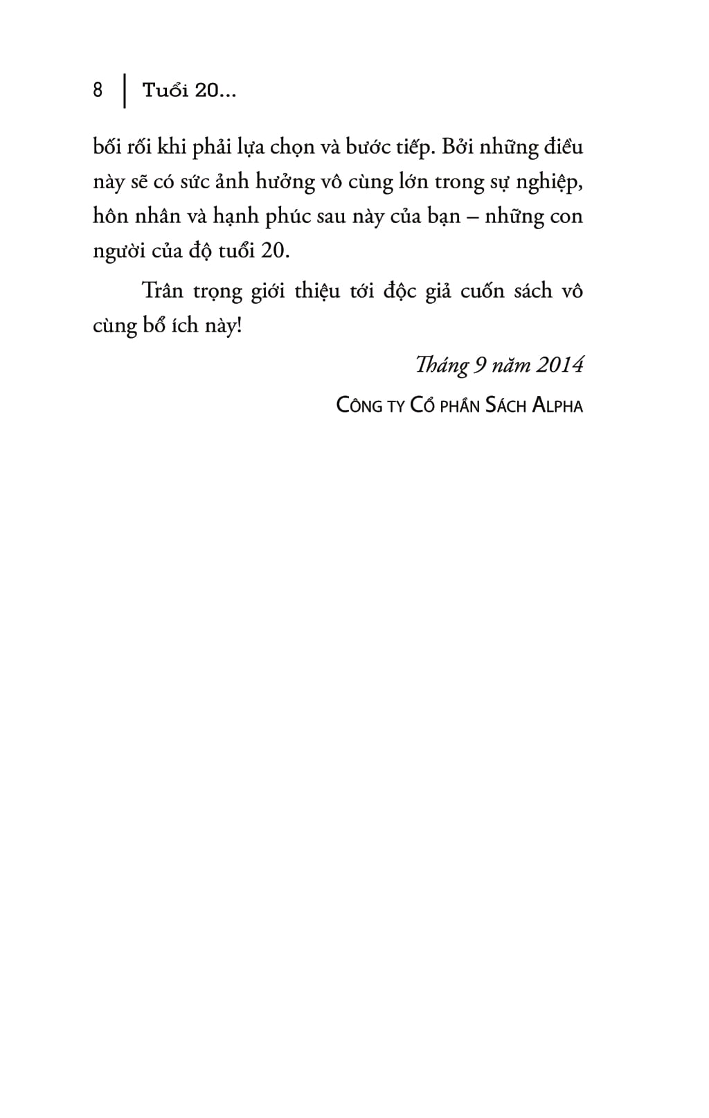 tuổi 20 - những năm tháng quyết định cuộc đời bạn (tái bản 2018)