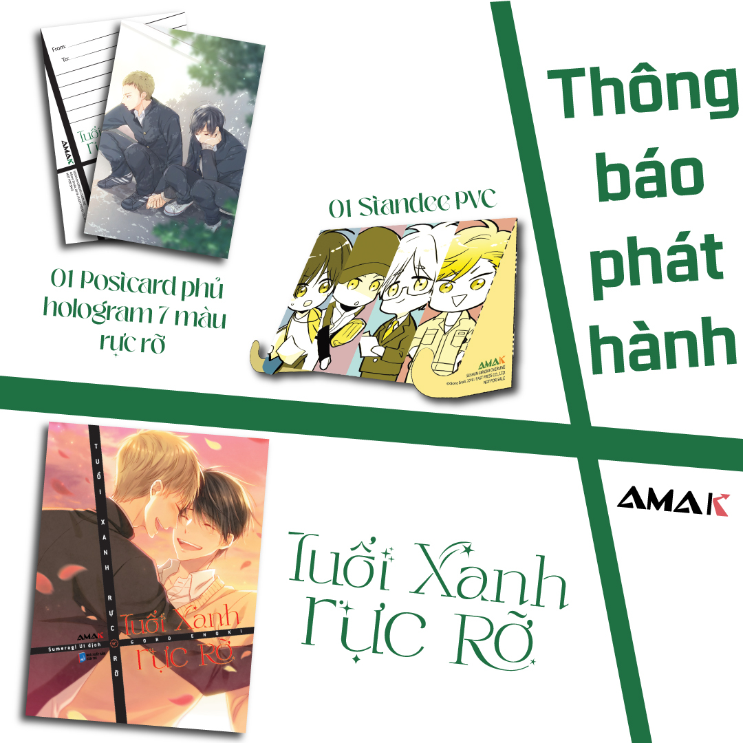 tuổi xanh rực rỡ - tặng kèm bìa áo + postcard cán hologram + standee chibi pvc