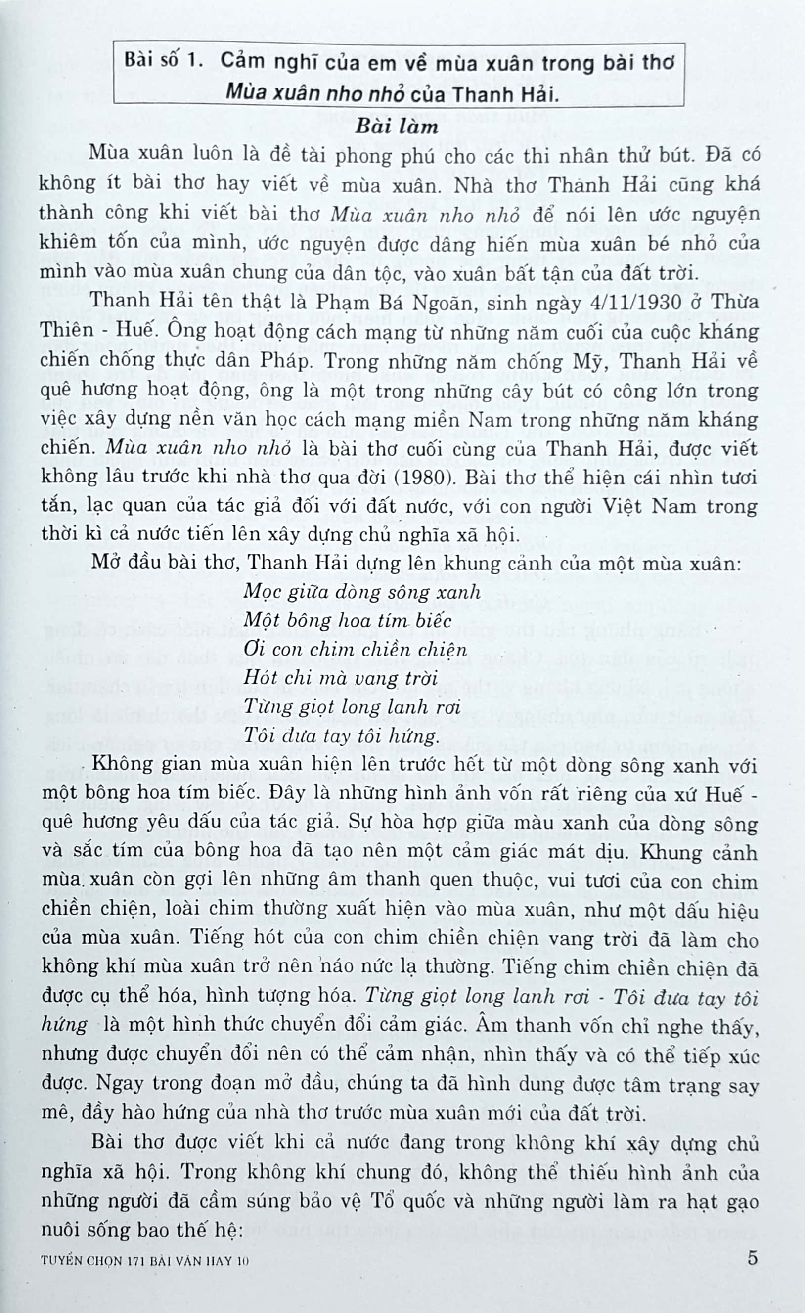 tuyển chọn 171 bài văn hay 10