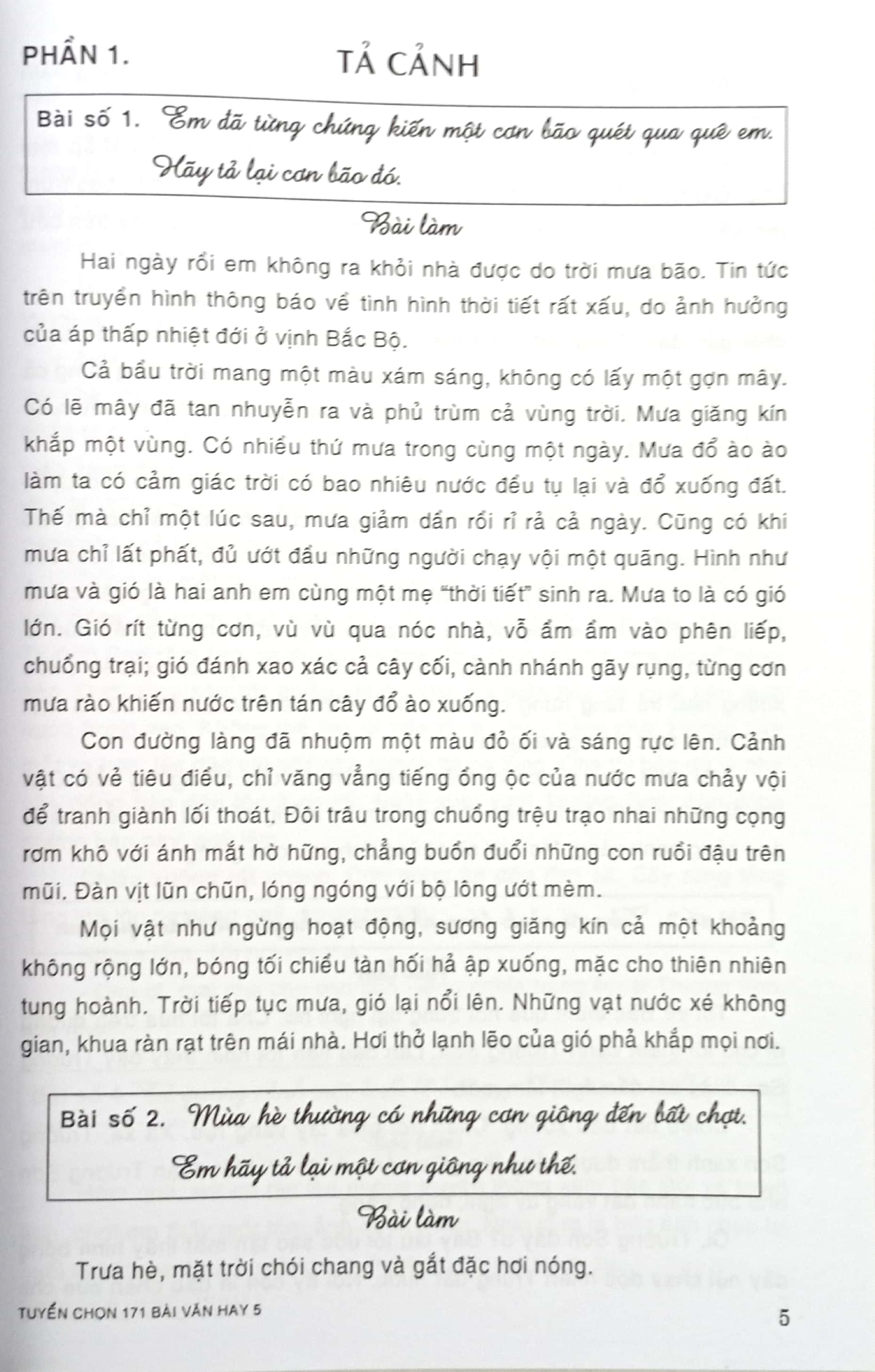 tuyển chọn 171 bài văn hay 5