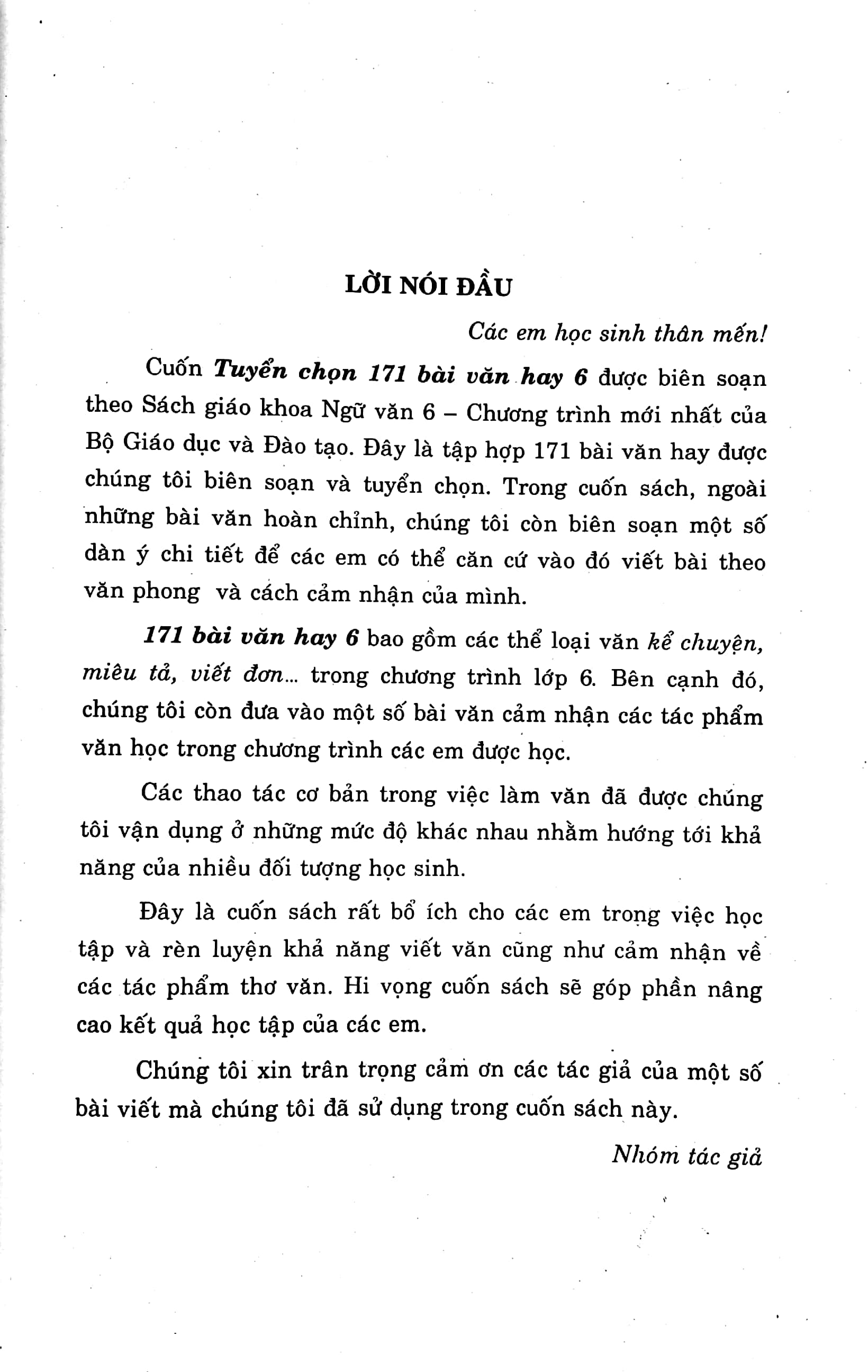 tuyển chọn 171 bài văn hay bồi dưỡng học sinh giỏi văn 6 (theo chương trình giáo dục phổ thông mới)