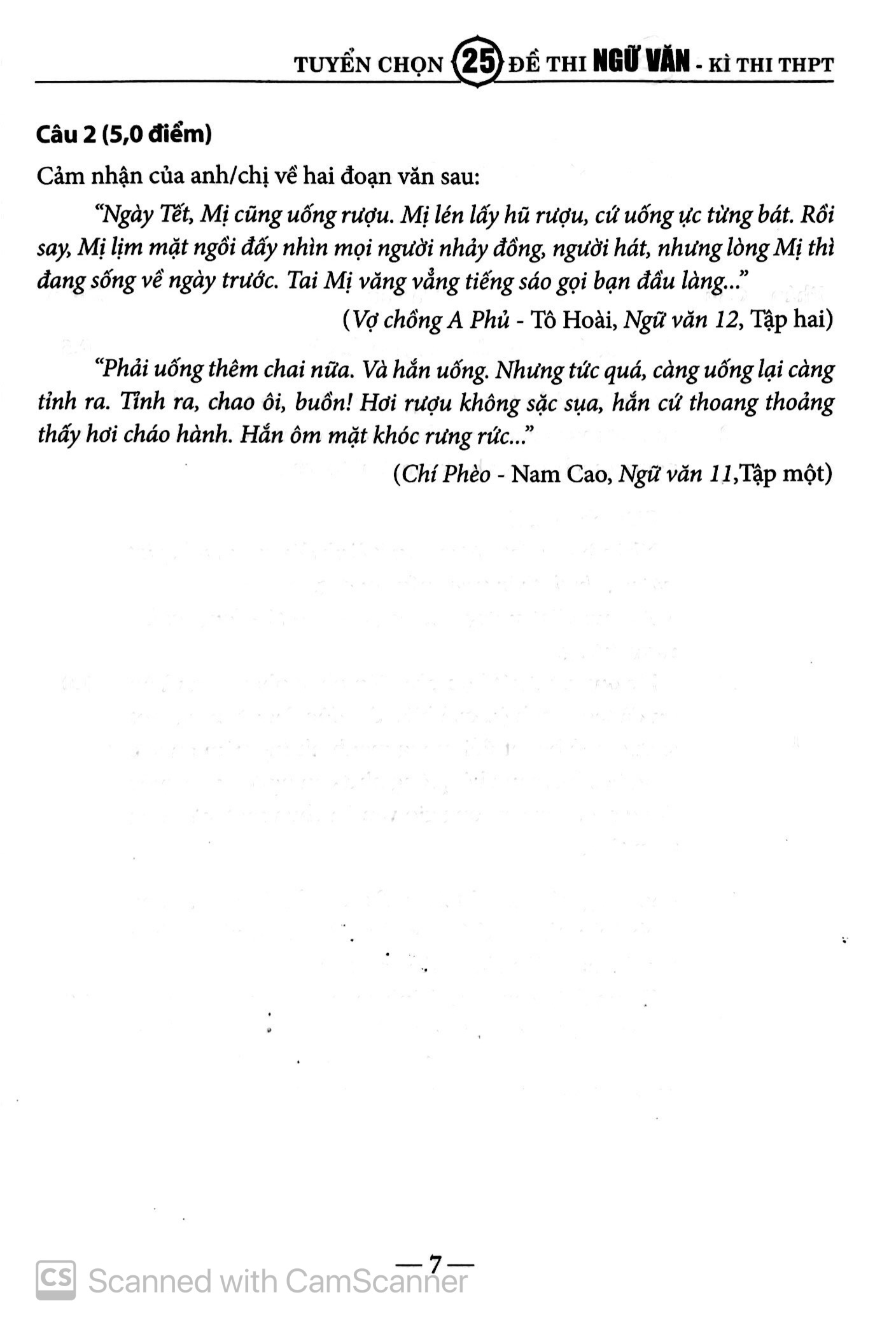 tuyển chọn 25 đề thi ngữ văn kì thi thpt