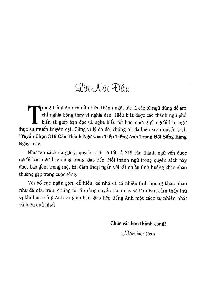 tuyển chọn 319 câu thành ngữ giao tiếp tiếng anh