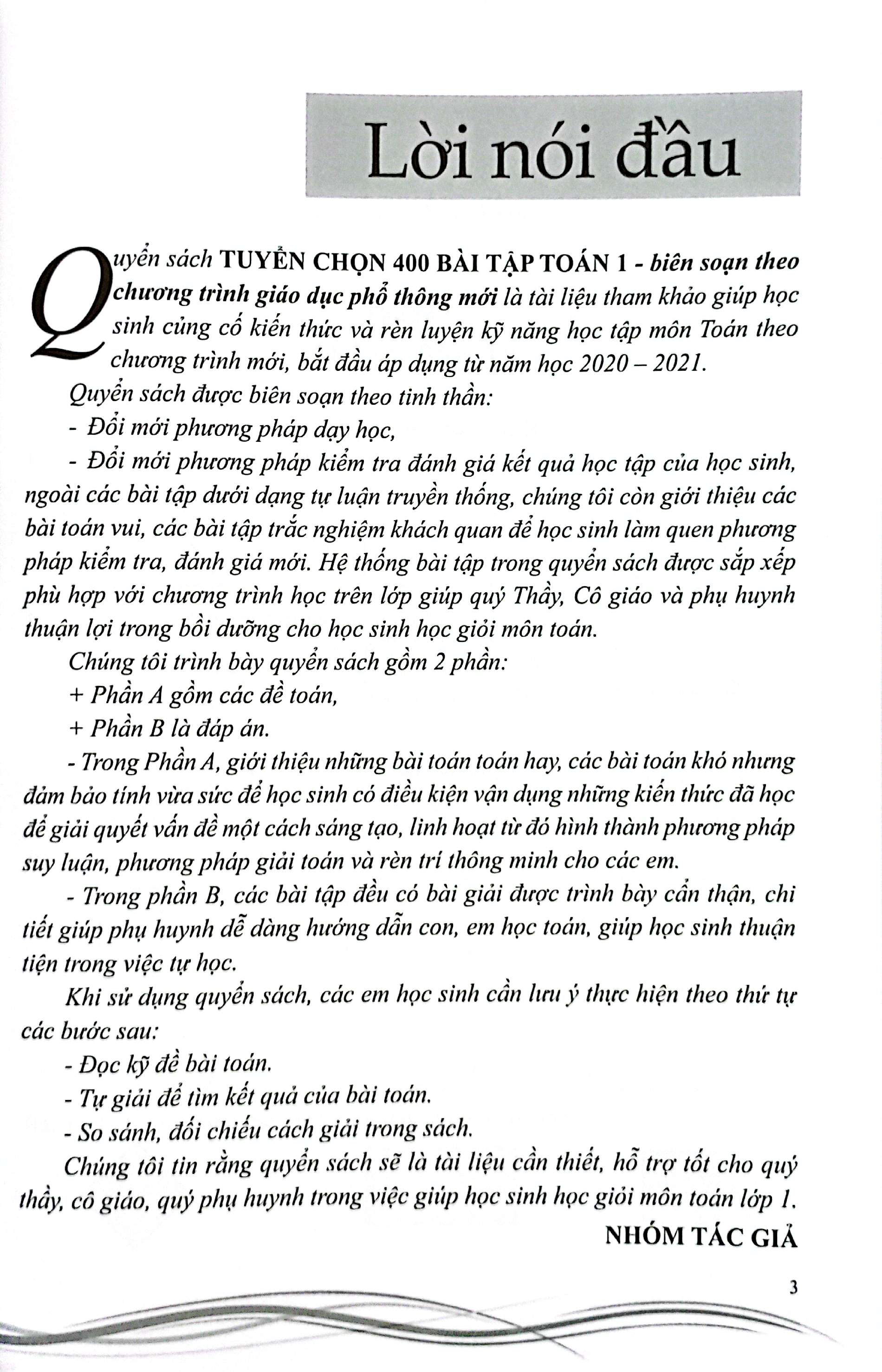 tuyển chọn 400 bài tập toán 1 - dành cho học sinh yêu thích toán