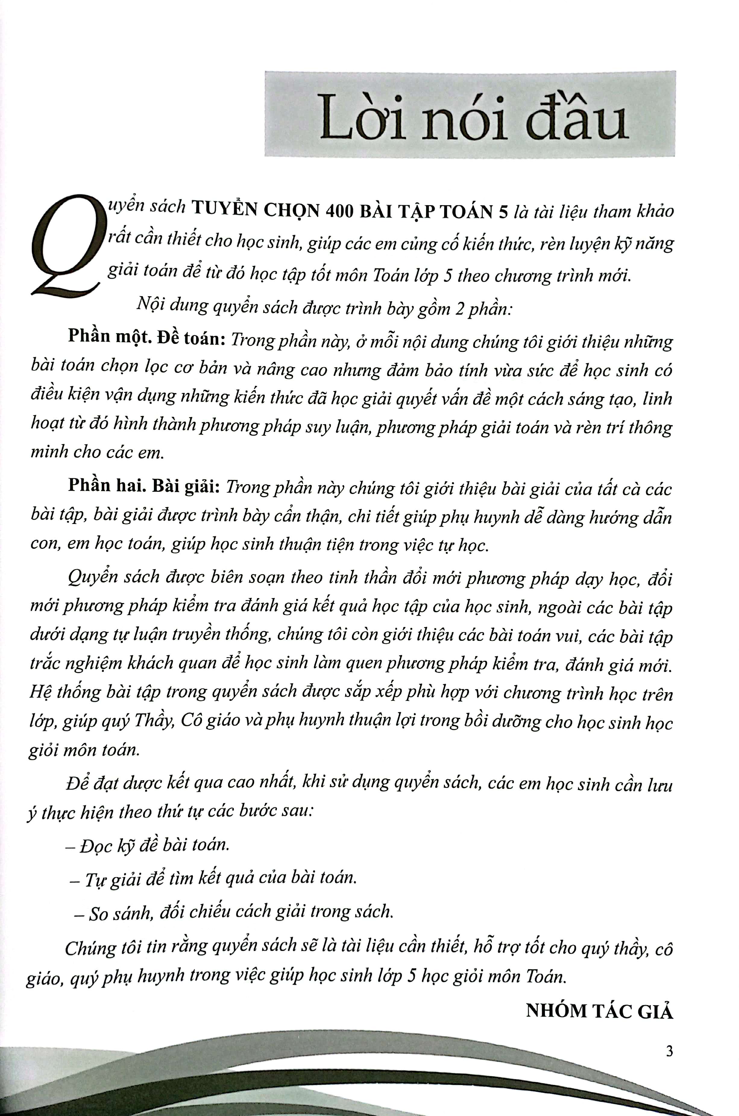 tuyển chọn 400 bài tập toán 5 - bồi dưỡng học sinh khá, giỏi (biên soạn theo chương trình giáo dục phổ thông mới)