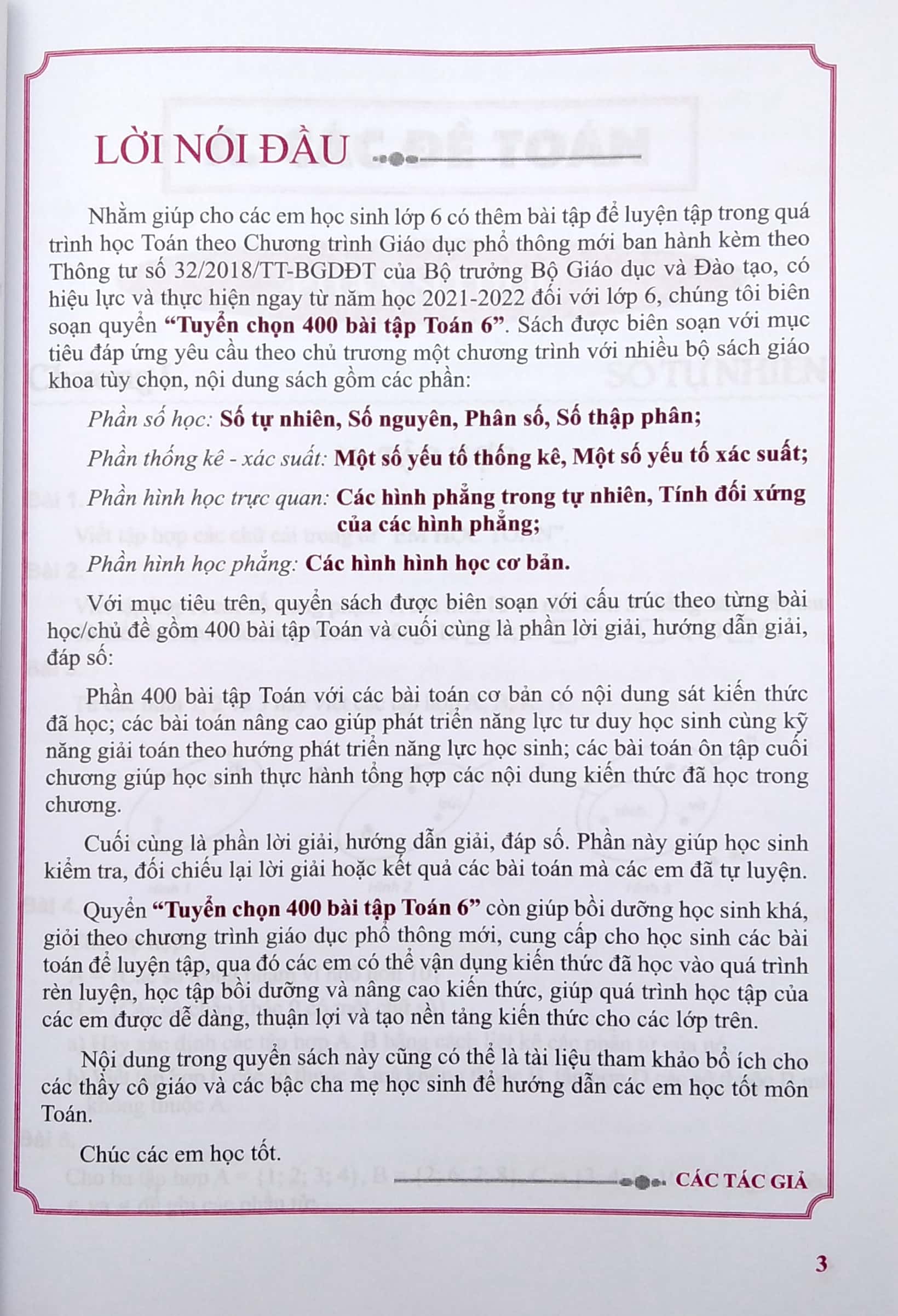 tuyển chọn 400 bài tập toán 6 - theo chương trình giáo dục phổ thông mới