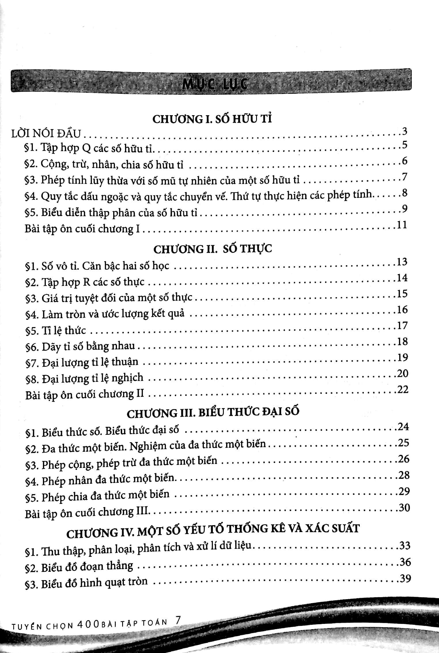 tuyển chọn 400 bài tập toán 7 (theo chương trình gdpt mới - dùng chung cho 3 bộ sách)