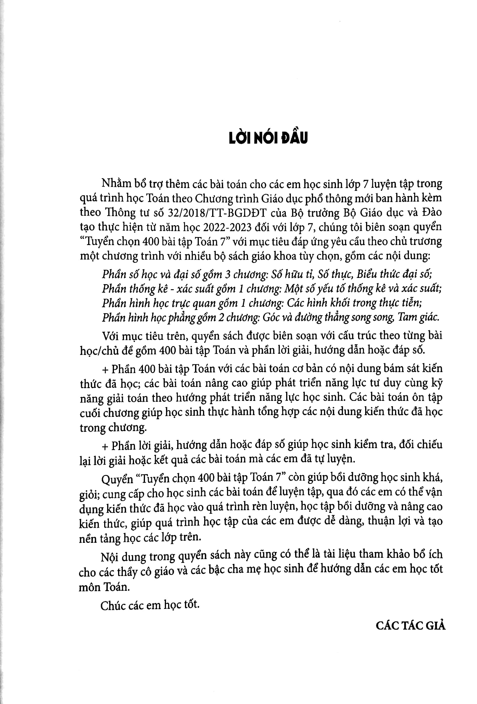 tuyển chọn 400 bài tập toán 7 (theo chương trình gdpt mới - dùng chung cho 3 bộ sách)