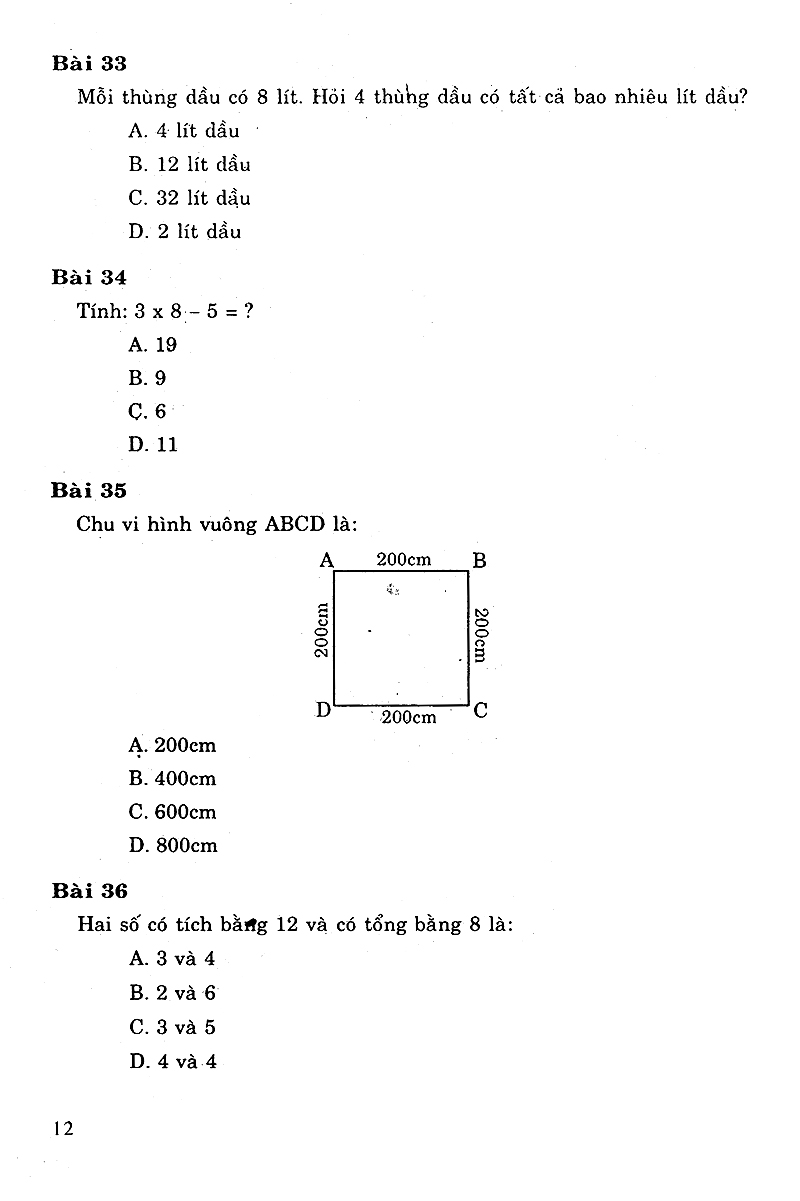 tuyển chọn các bài tập trắc nghiệm toán 3