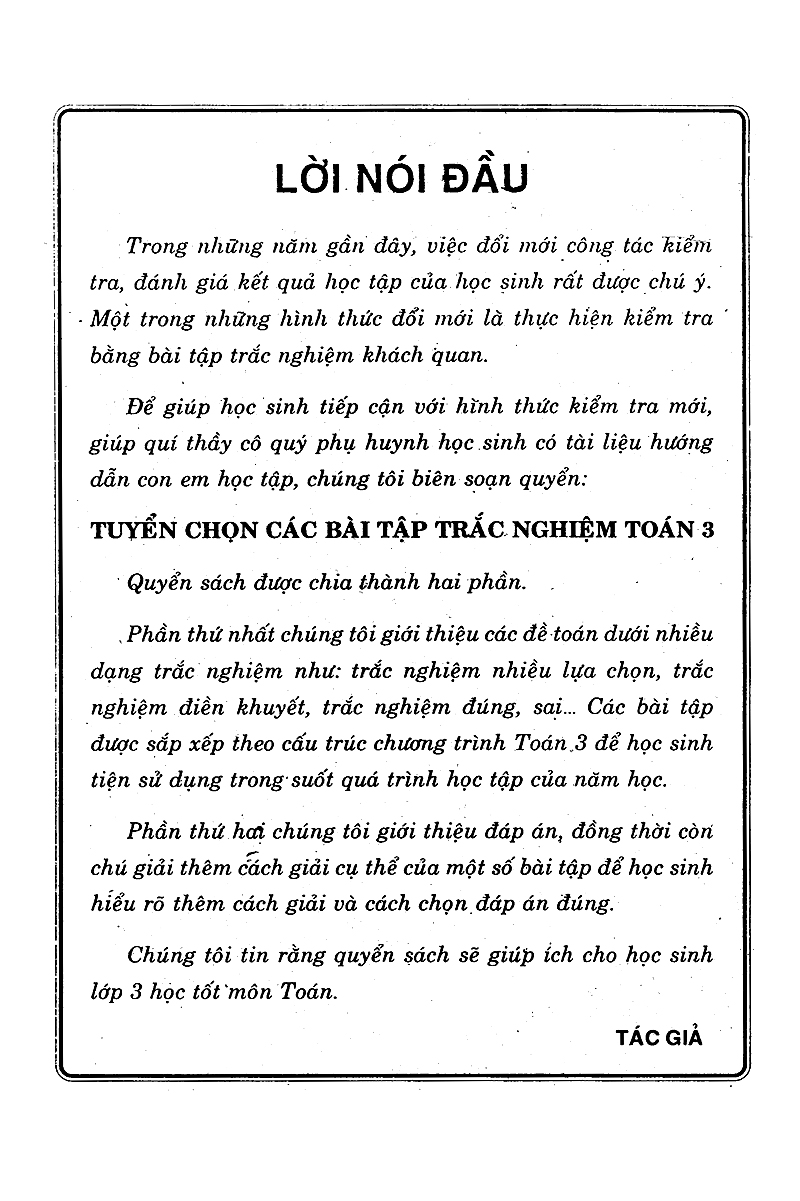 tuyển chọn các bài tập trắc nghiệm toán 3