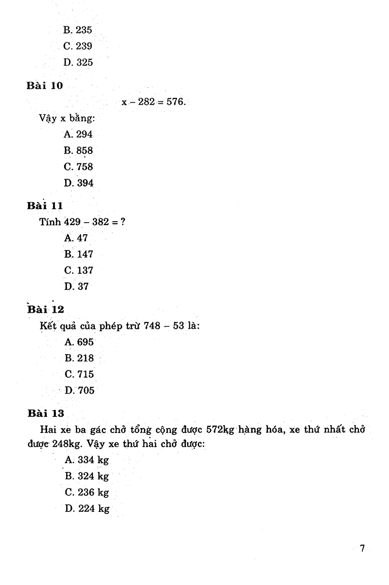 tuyển chọn các bài tập trắc nghiệm toán 3