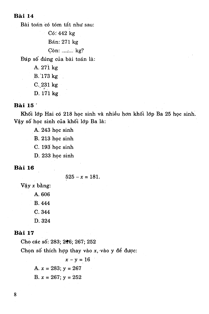 tuyển chọn các bài tập trắc nghiệm toán 3