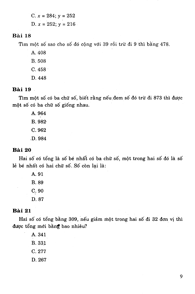 tuyển chọn các bài tập trắc nghiệm toán 3