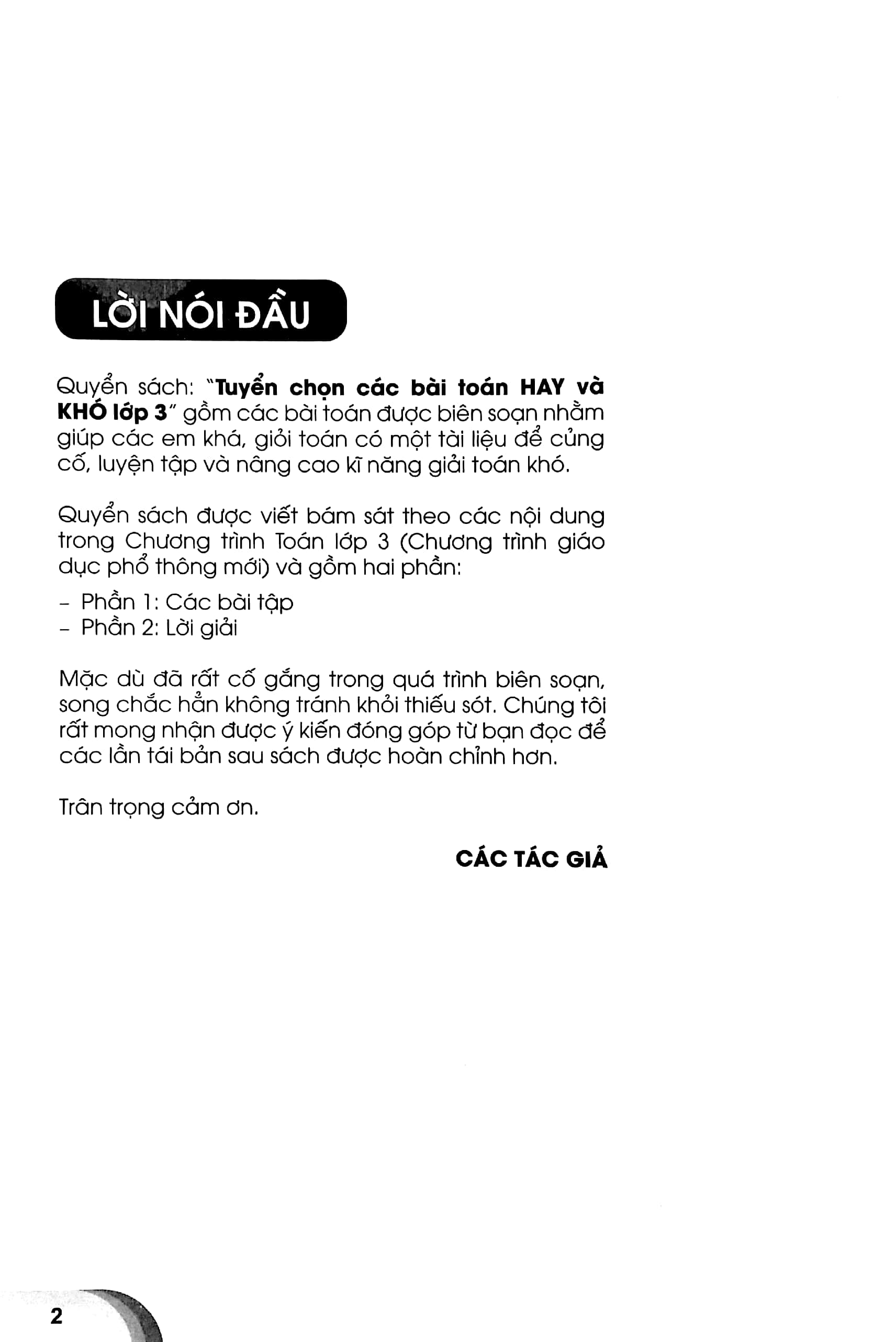 tuyển chọn các bài toán hay và khó lớp 3 (biên soạn theo chương trình giáo dục phổ thông mới)