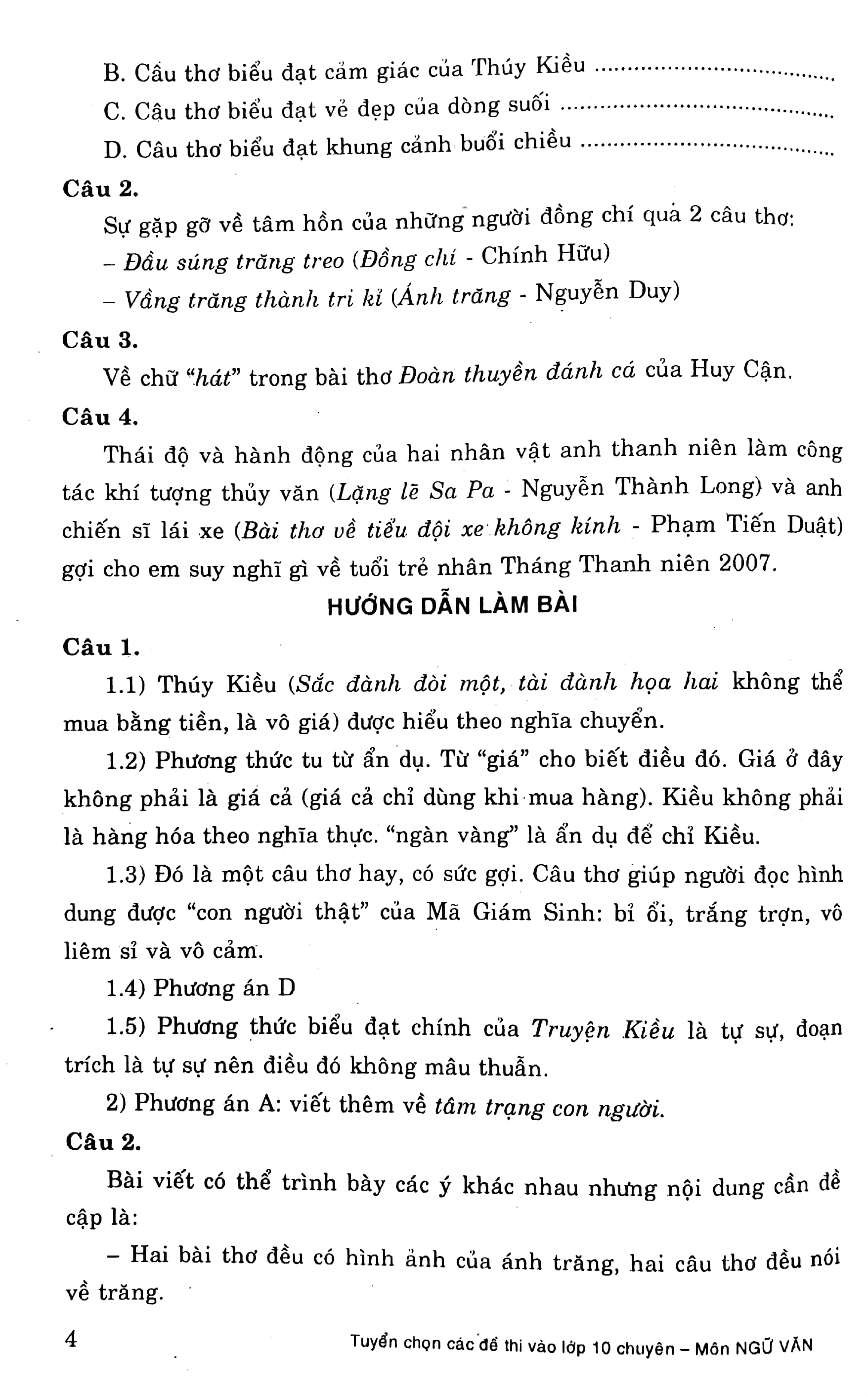 tuyển chọn các đề thi vào lớp 10 chuyên môn ngữ văn