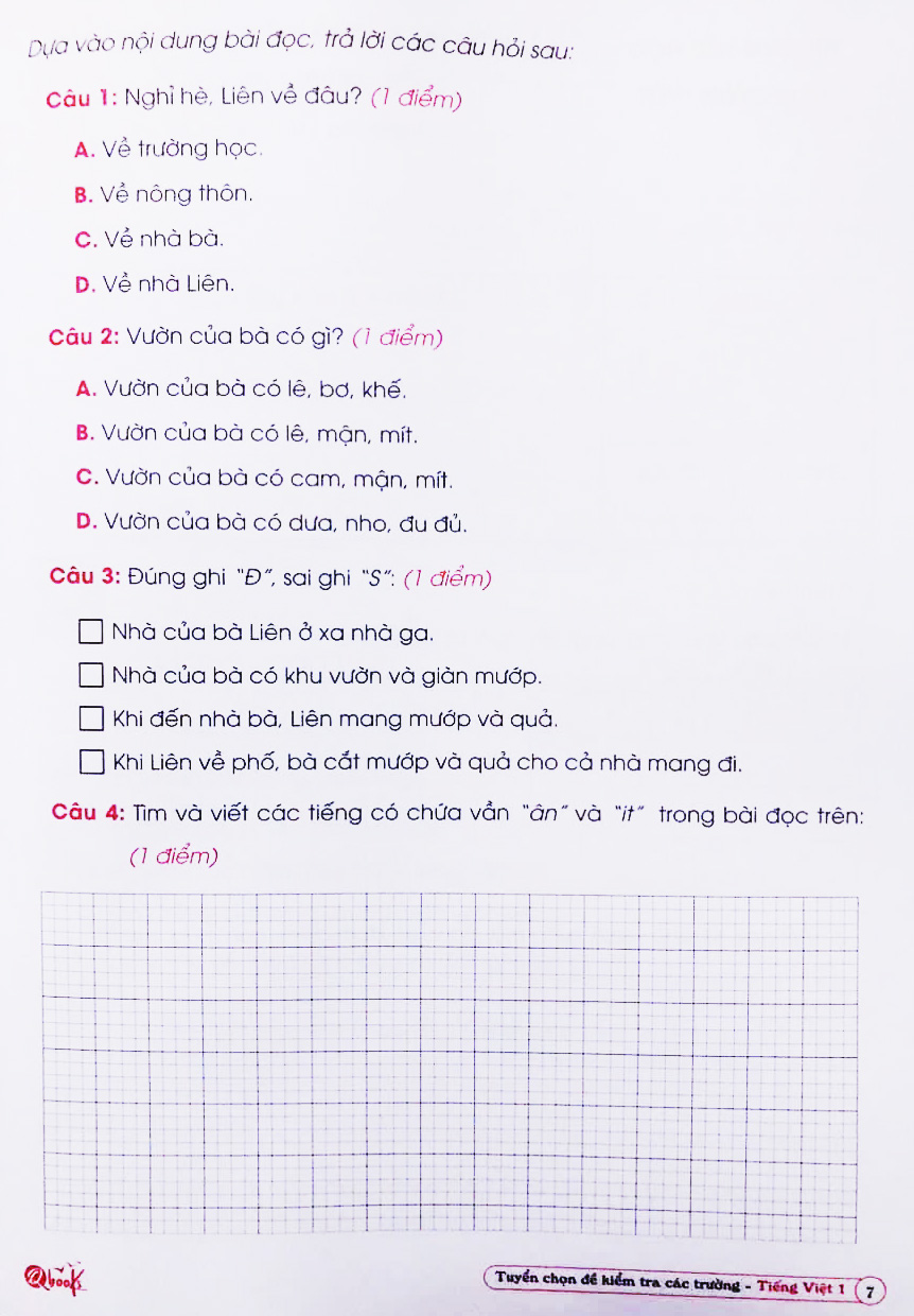 tuyển chọn đề kiểm tra tiếng việt các trường 1