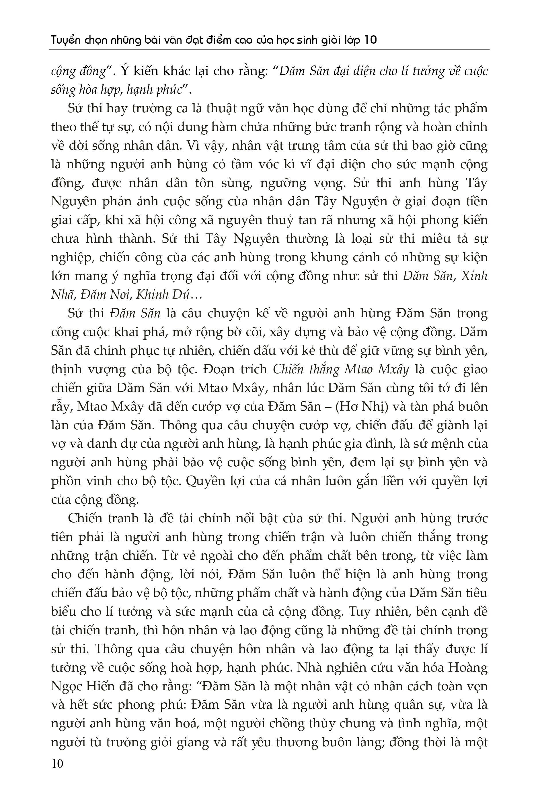 tuyển chọn những bài văn đạt điểm cao của học sinh giỏi lớp 10
