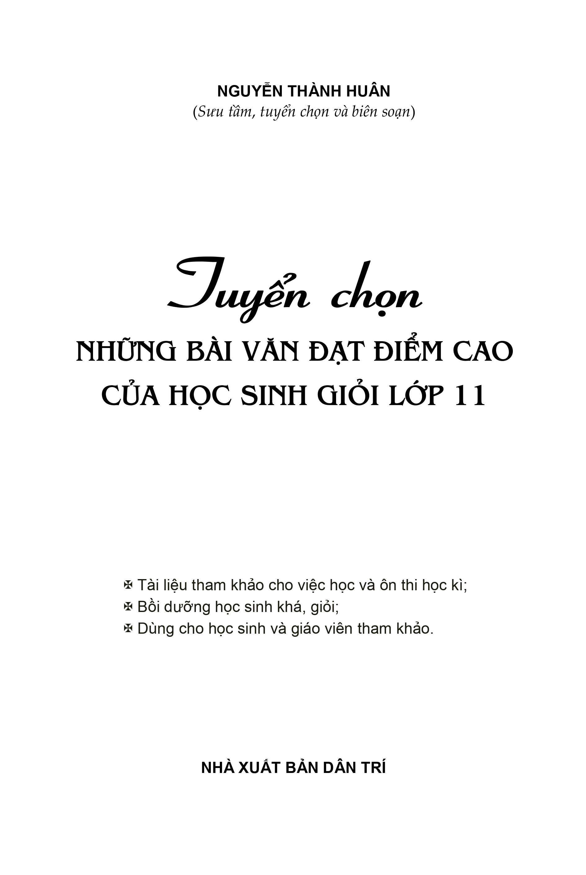 tuyển chọn những bài văn đạt điểm cao của học sinh giỏi lớp 11