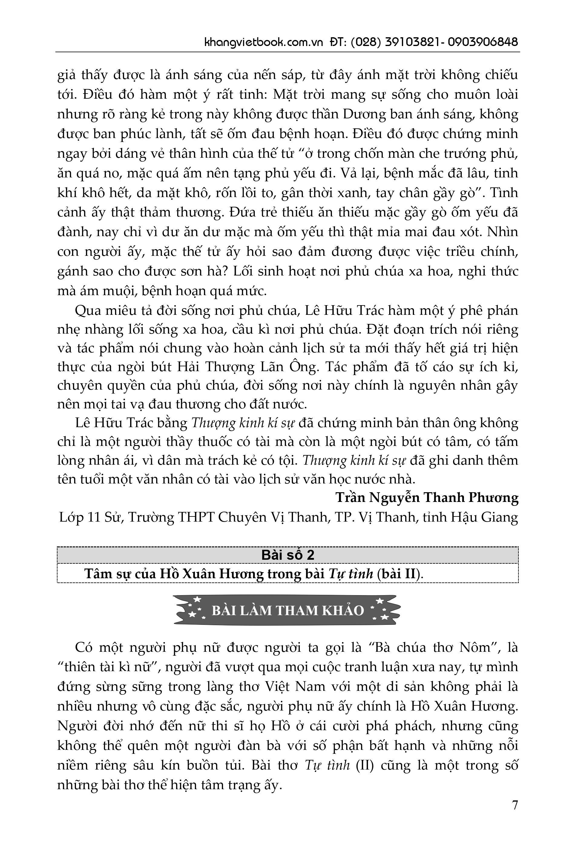 tuyển chọn những bài văn đạt điểm cao của học sinh giỏi lớp 11