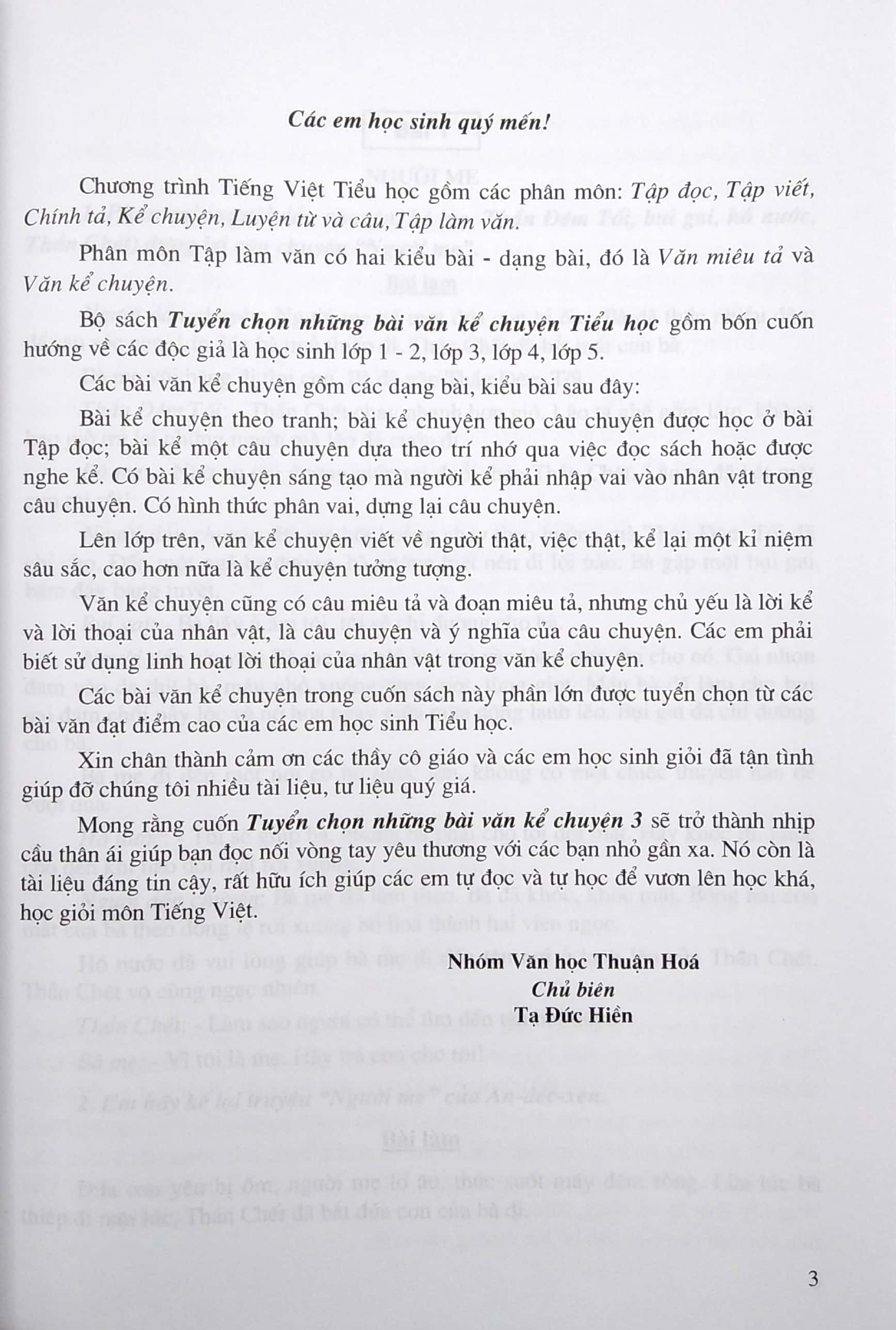 tuyển chọn những bài văn kể chuyện lớp 3 (tái bản)