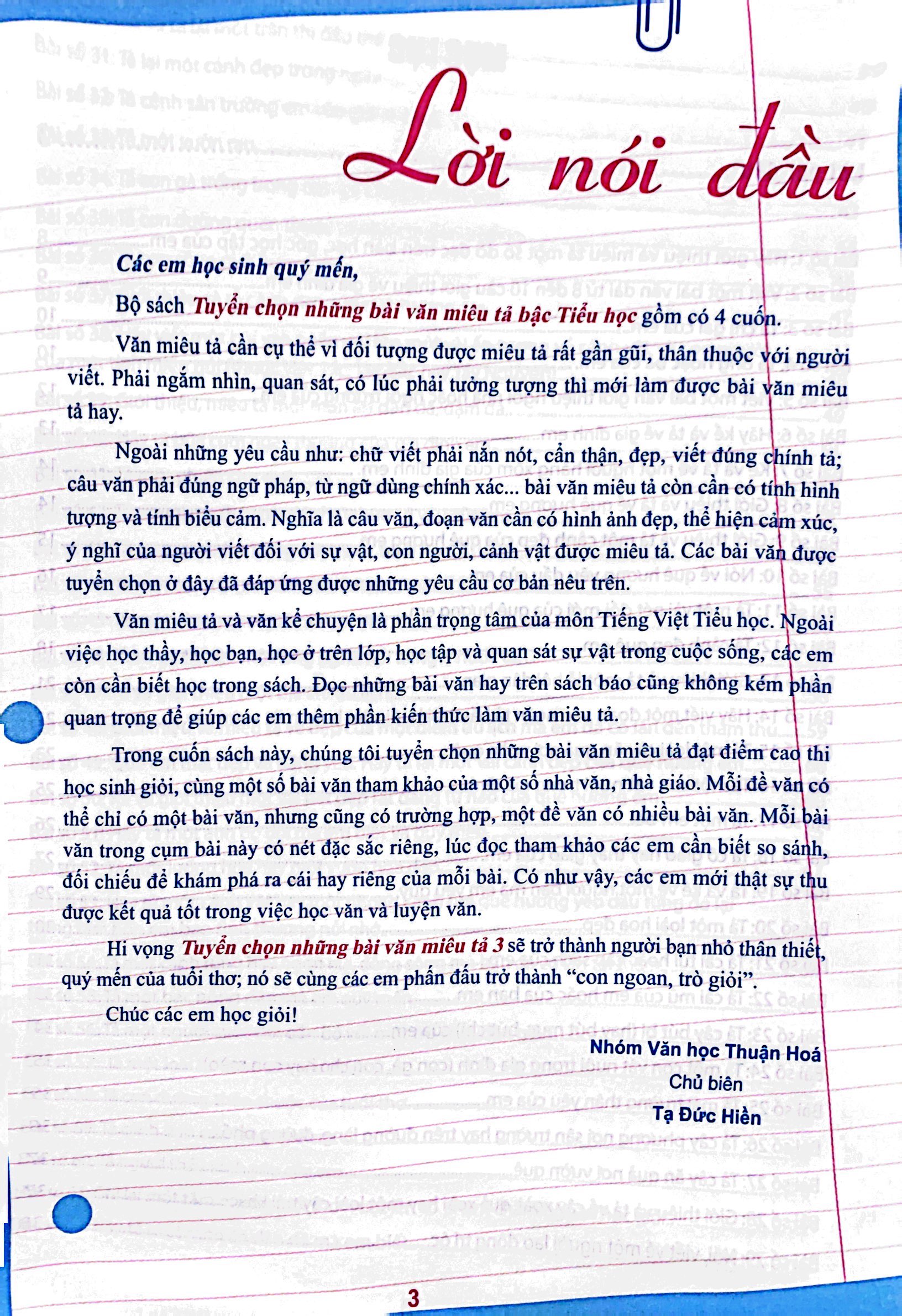 tuyển chọn những bài văn miêu tả 3 (tái bản 2023)