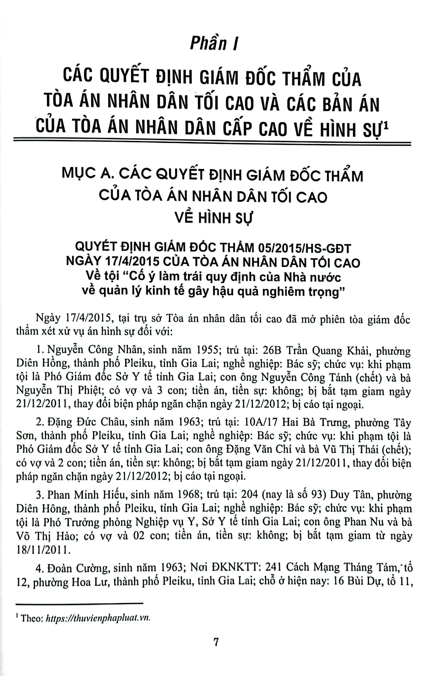 tuyển chọn quyết định giám đốc thẩm và bản án của tòa án nhân dân tối cao và tòa án nhân dân cấp cao về hình sự, dân sự, hành chính, lao động từ năm 2015-2020