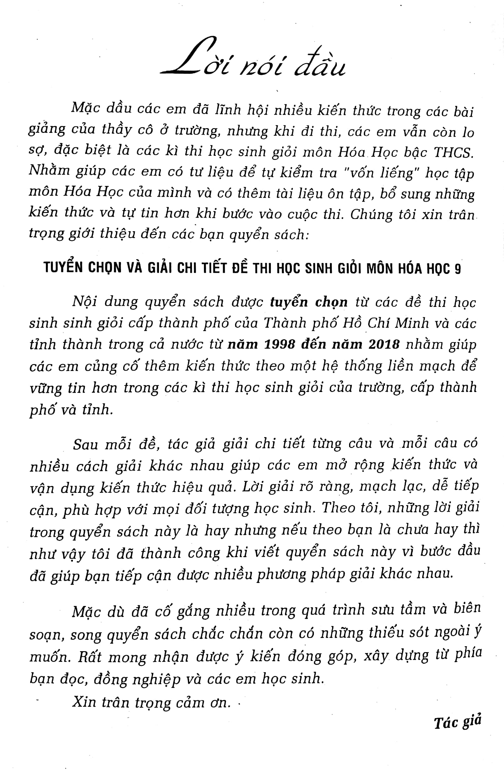 tuyển chọn và giải chi tiết đề thi học sinh giỏi - môn hóa học 9 (phiên bản mới nhất)