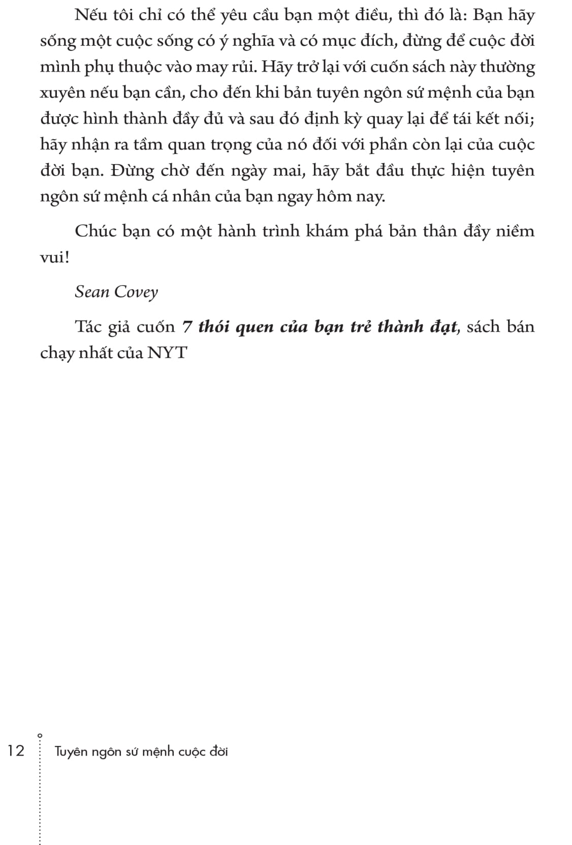 tuyên ngôn sứ mệnh cuộc đời - hành trình tìm mục đích, chọn mục tiêu và đạt được ước mơ