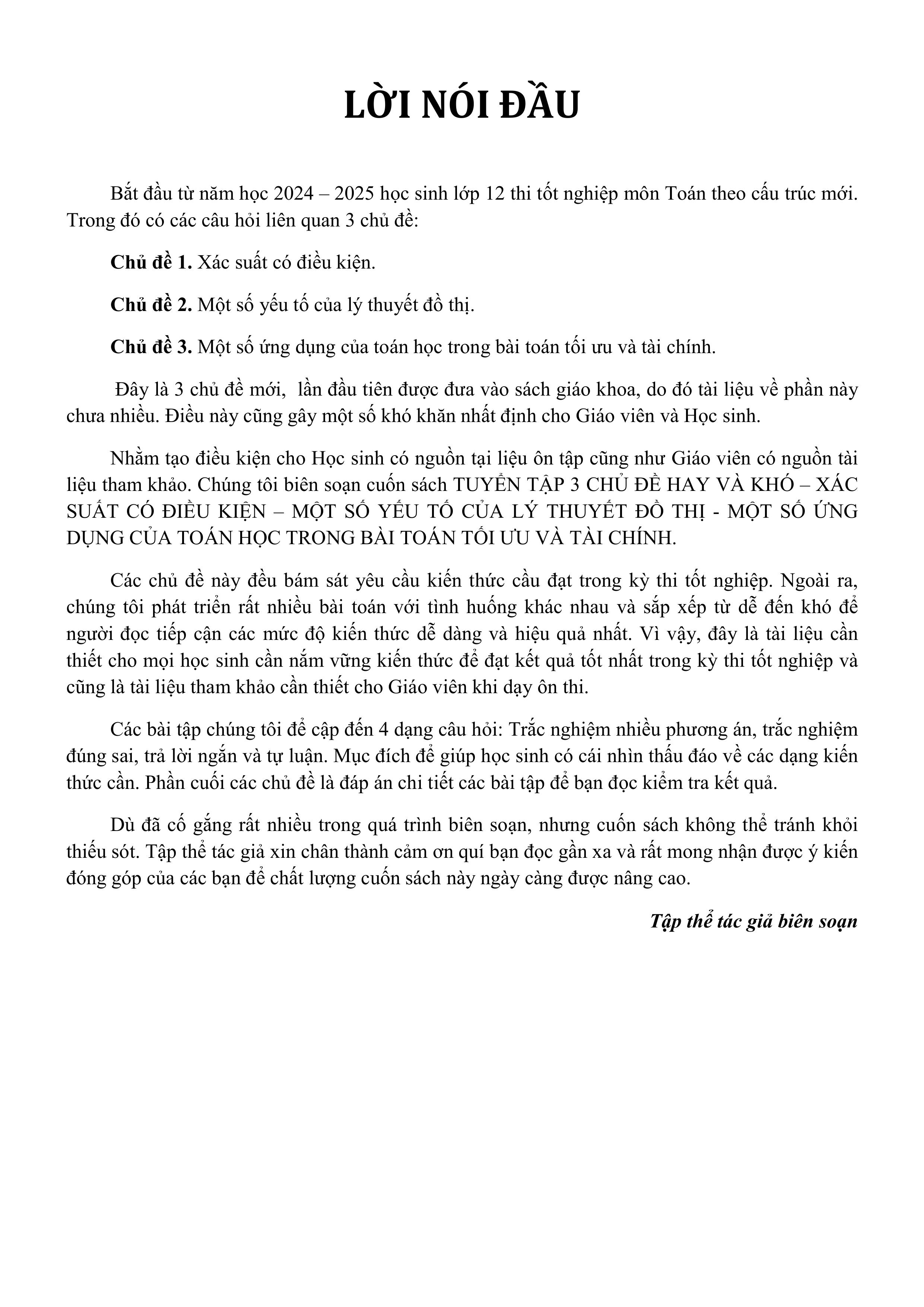 Tuyen Tap 3 Chu De Hay Va Kho Xac Suat Co Dieu Kien Mot So Yeu To Cua Ly Thuyet Do Thi