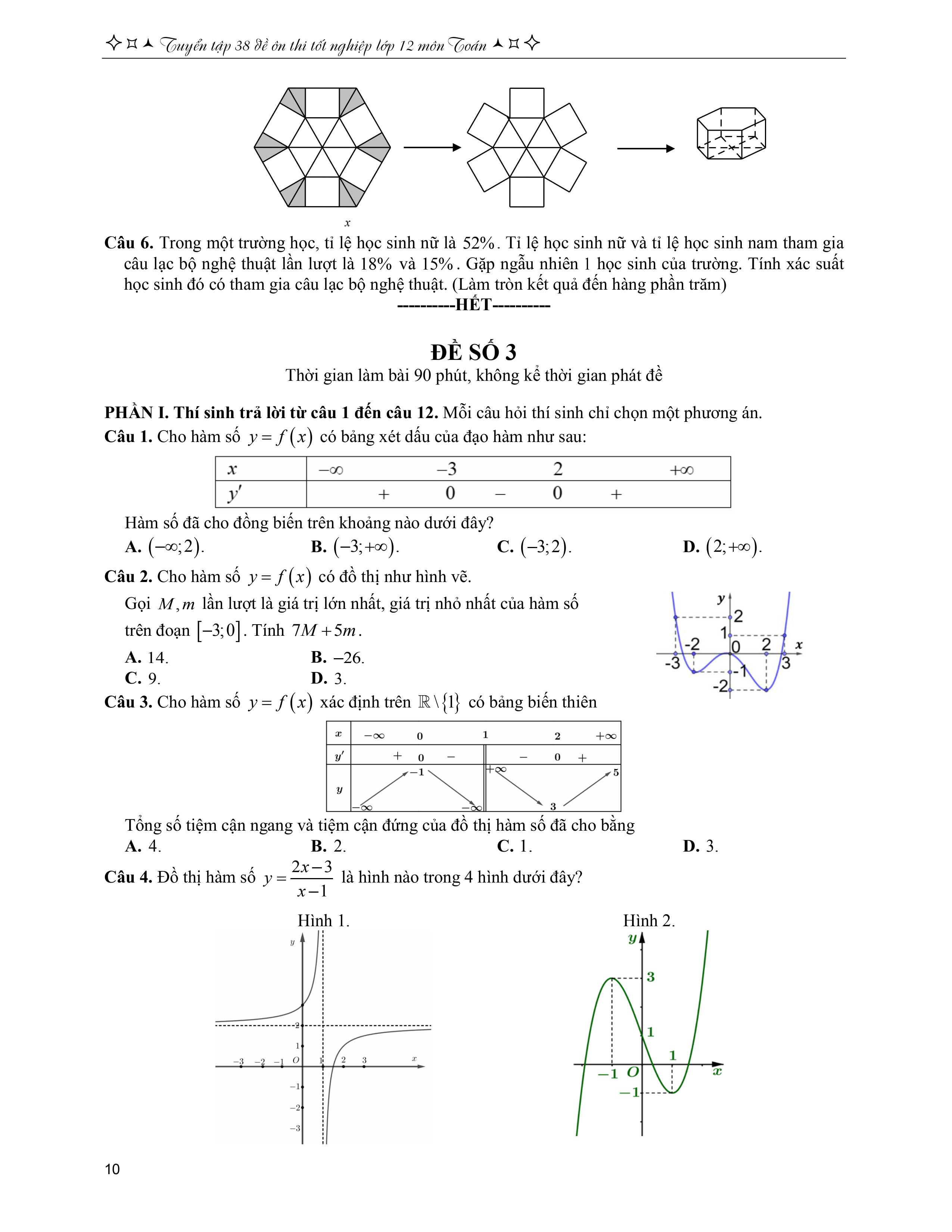 tuyển tập 38 đề ôn thi tốt nghiệp lớp 12 - môn toán