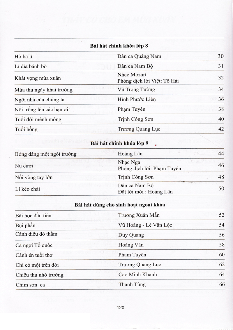 tuyển tập bài hát hay dùng trong trường thcs