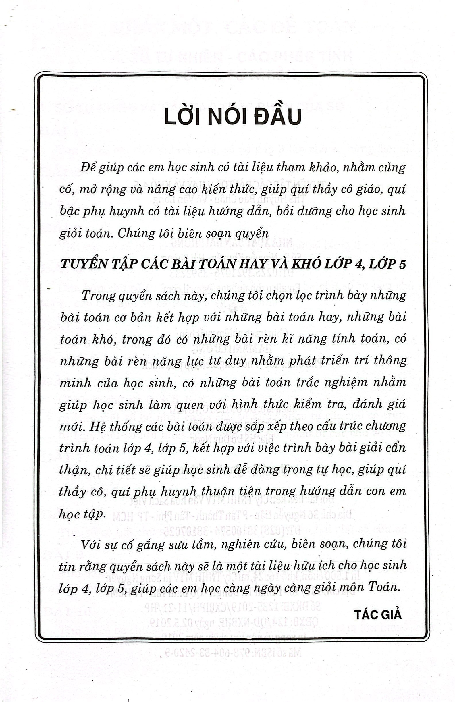 tuyển tập các bài toán hay và khó 4-5
