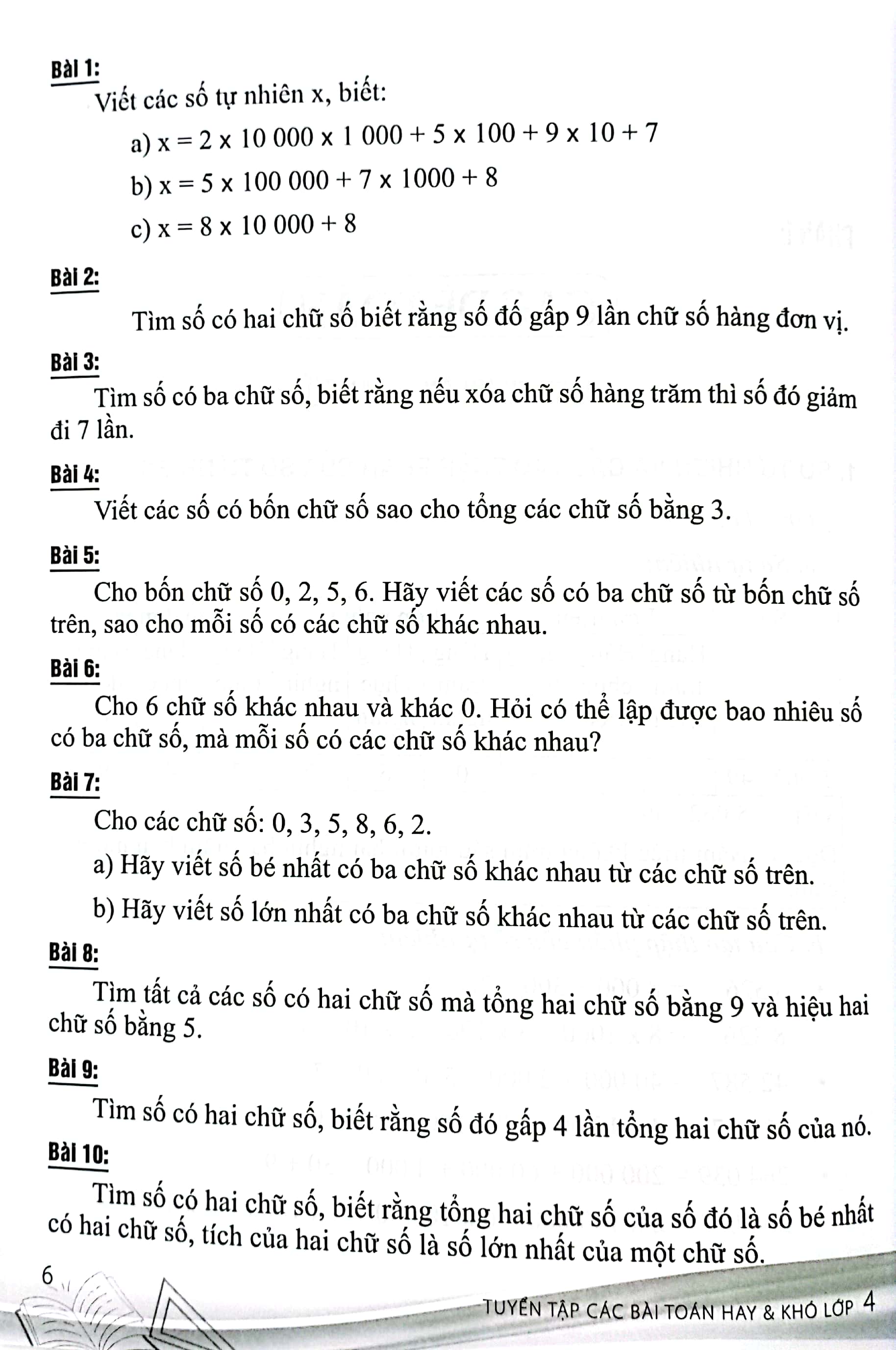 tuyển tập các bài toán hay và khó 4 (theo chương trình giáo dục phổ thông mới)