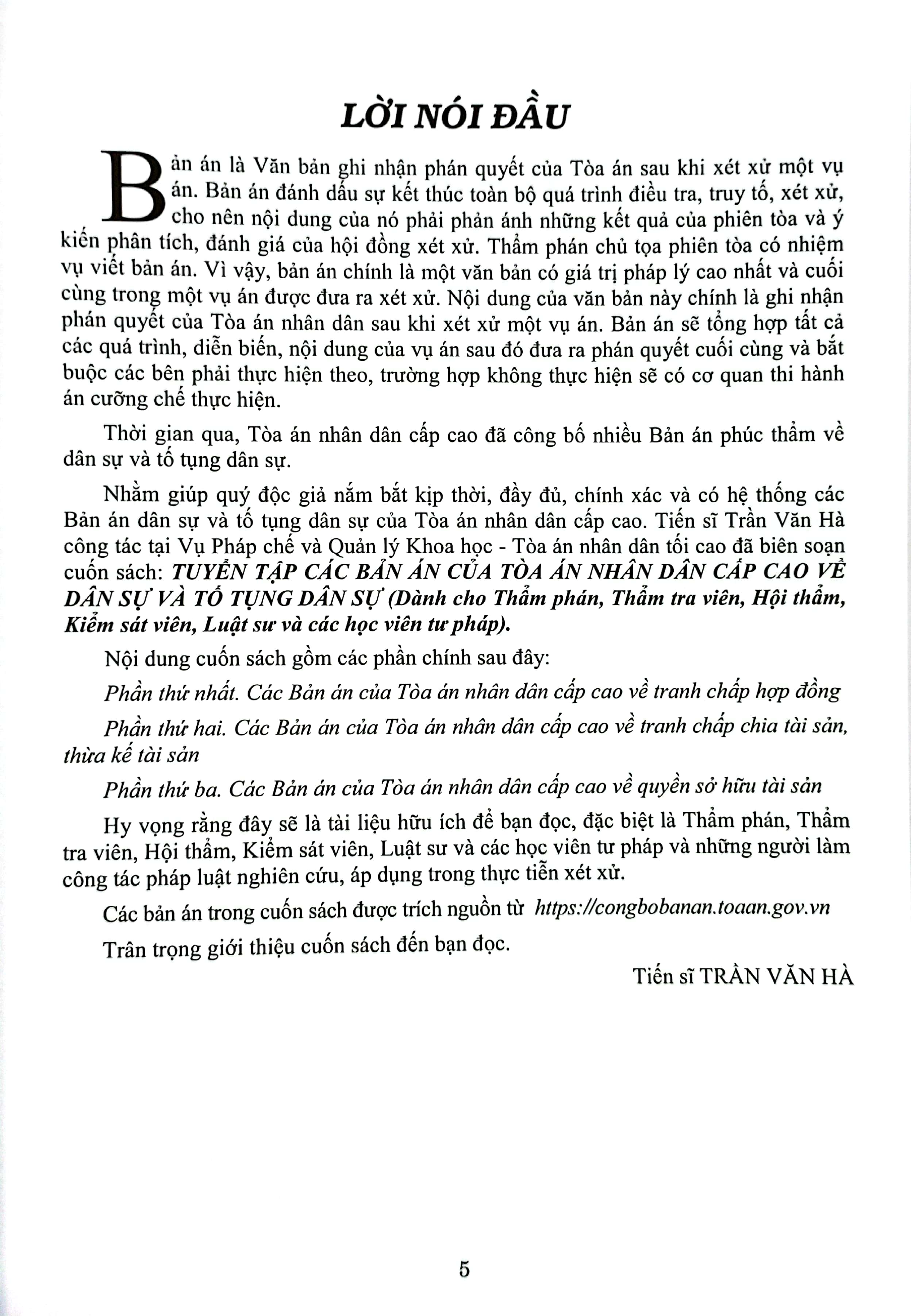 tuyển tập các bản án của tòa án nhân dân cấp cao về dân sự và tố tụng dân sự (dành cho thẩm phán, thẩm tra viên, hội thẩm, kiểm sát viên, luật sư và các học viên tư pháp)