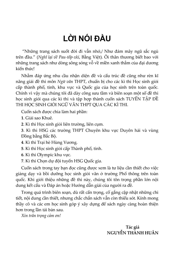 tuyển tập đề thi học sinh giỏi ngữ văn thpt qua các kì thi