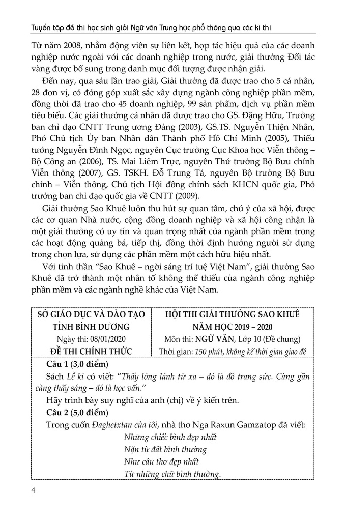 tuyển tập đề thi học sinh giỏi ngữ văn thpt qua các kì thi