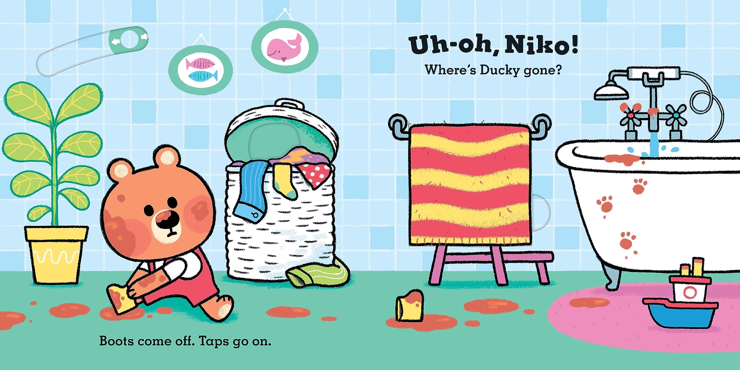 uh-oh, niko - bathtime