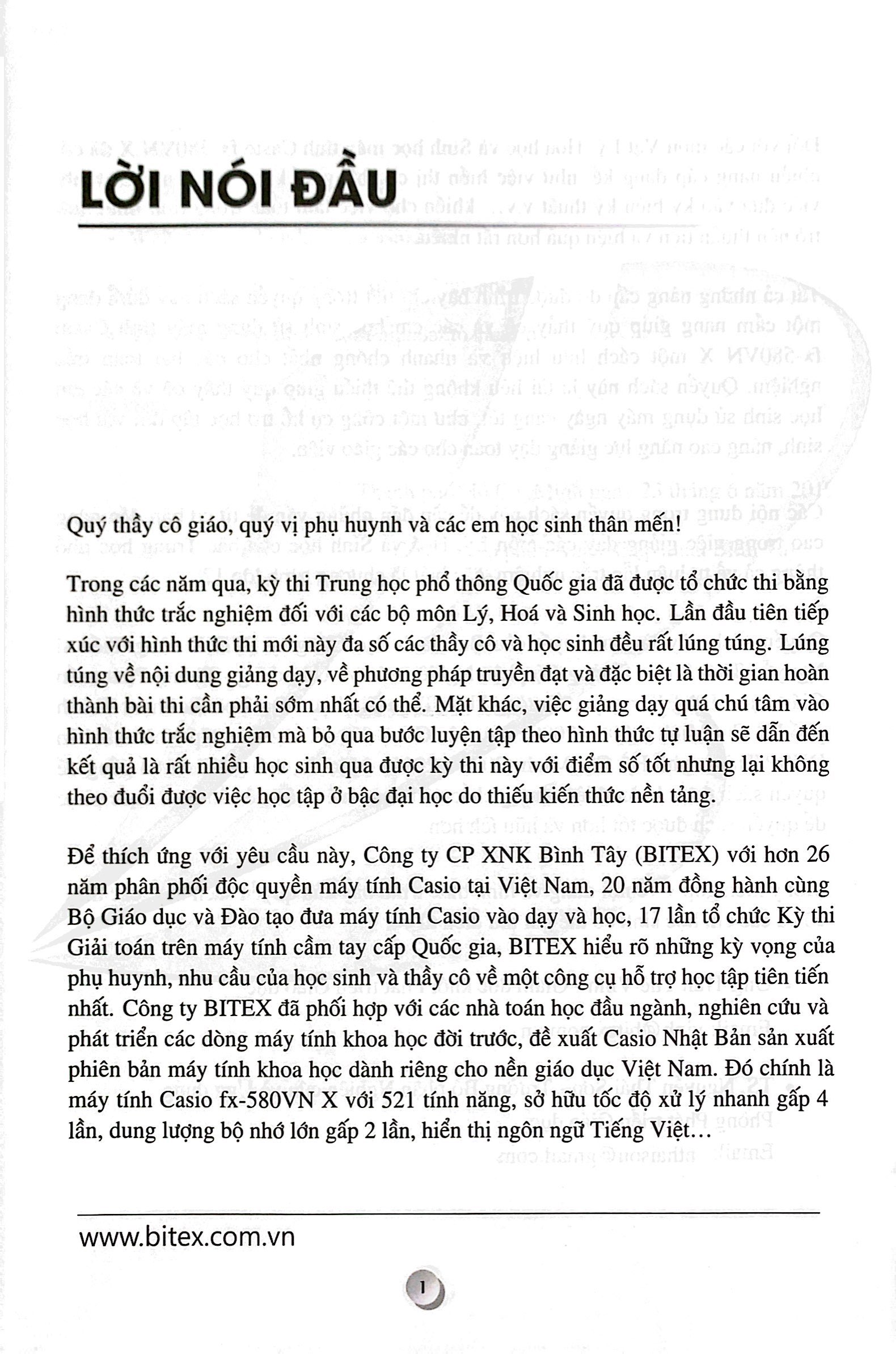 ứng dụng casio fx - 580vn x đối với các môn thpt lý - hóa - sinh