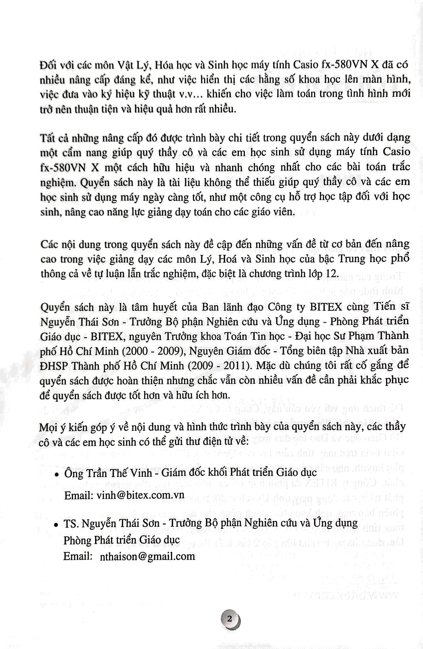 ứng dụng casio fx - 580vn x đối với các môn thpt lý - hóa - sinh