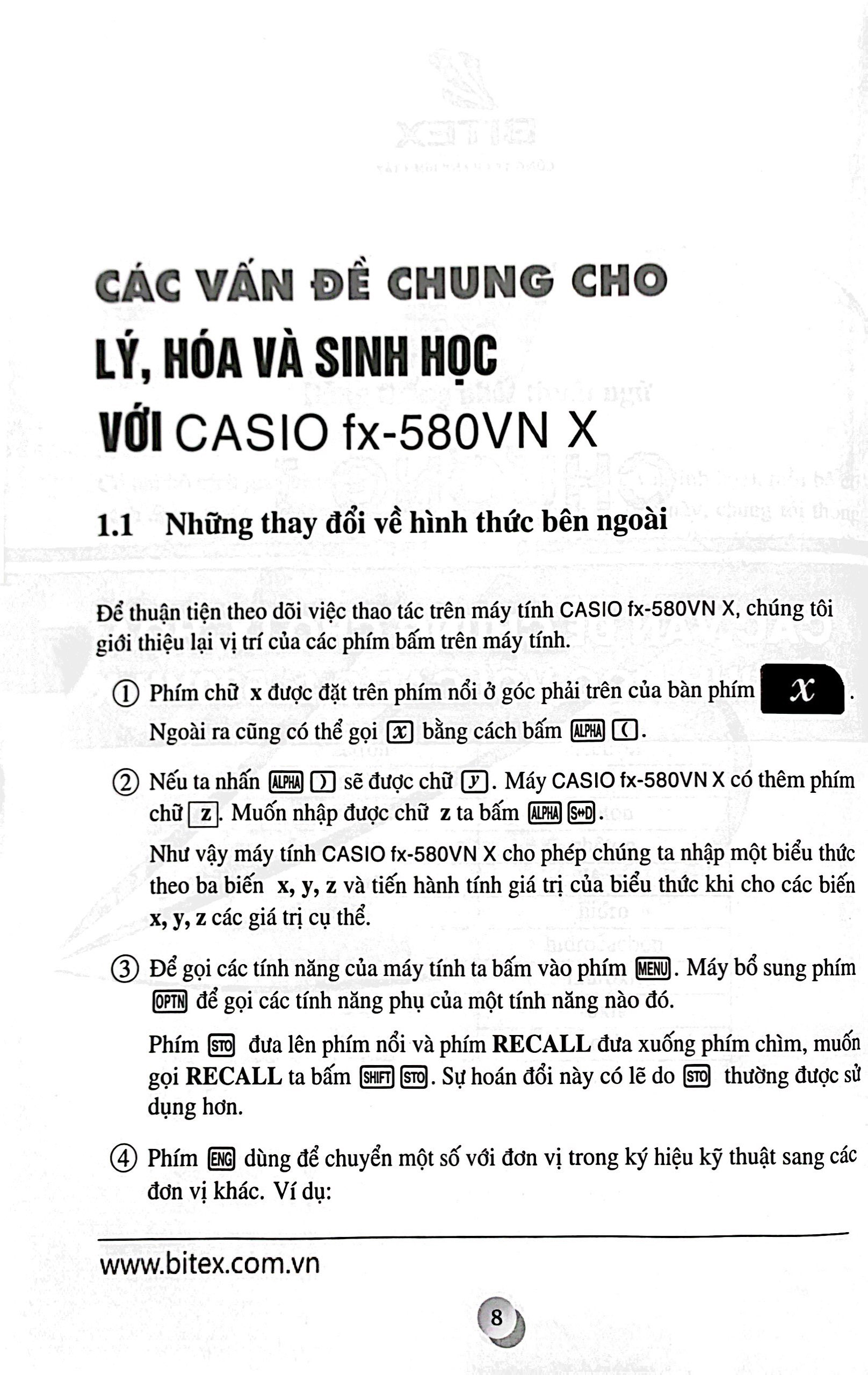 ứng dụng casio fx - 580vn x đối với các môn thpt lý - hóa - sinh