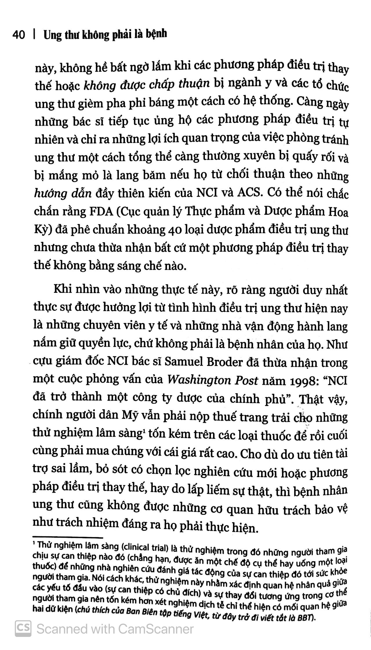 ung thư không phải là bệnh mà là cơ chế chữa lành