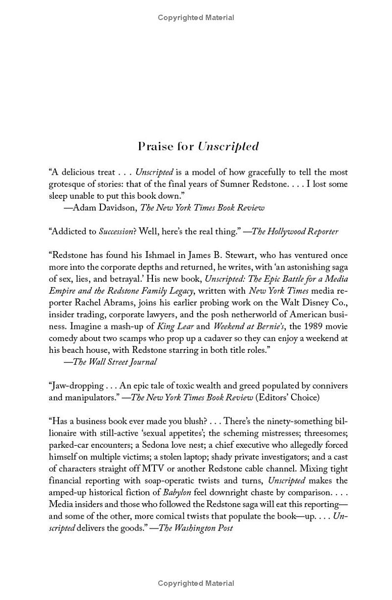 unscripted - the epic battle for a media empire and the redstone family legacy